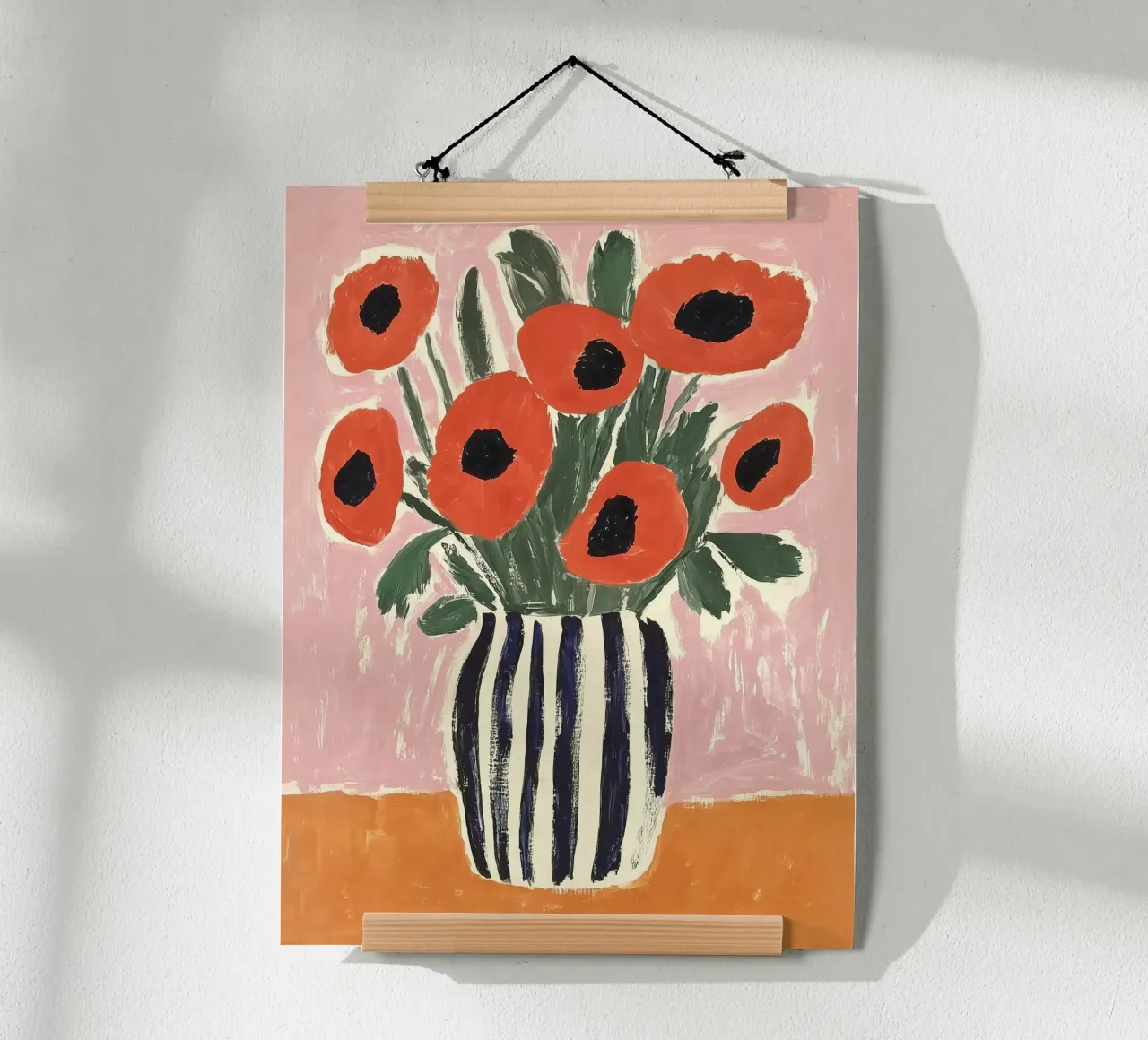 Papaveri d'epoca in vaso Arte murale impressionista floreale boho poster con telaio in plastica da Gentle Echoes Art