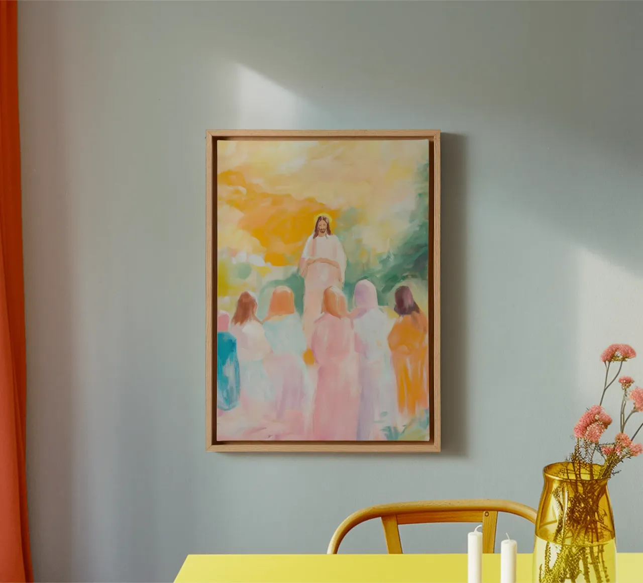 Jesus and His Disciples, Impressionistic Art canvas with Floater frame by vintagepod
