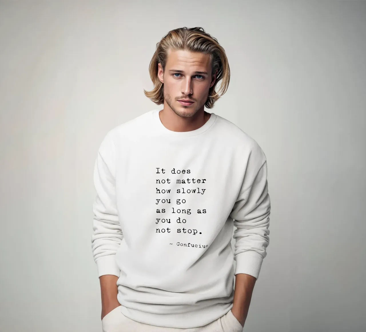 Do Not Stop - Confucius Typewriter sweatshirt van Typo Designs