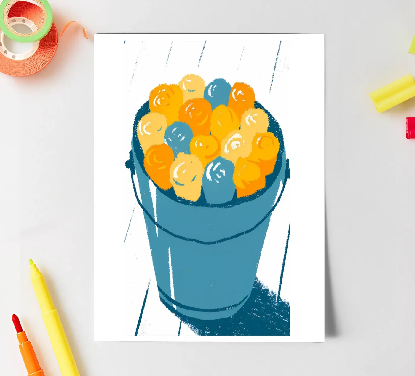 Blumen in einem Eimer Stickerbogen von PREKETEWE