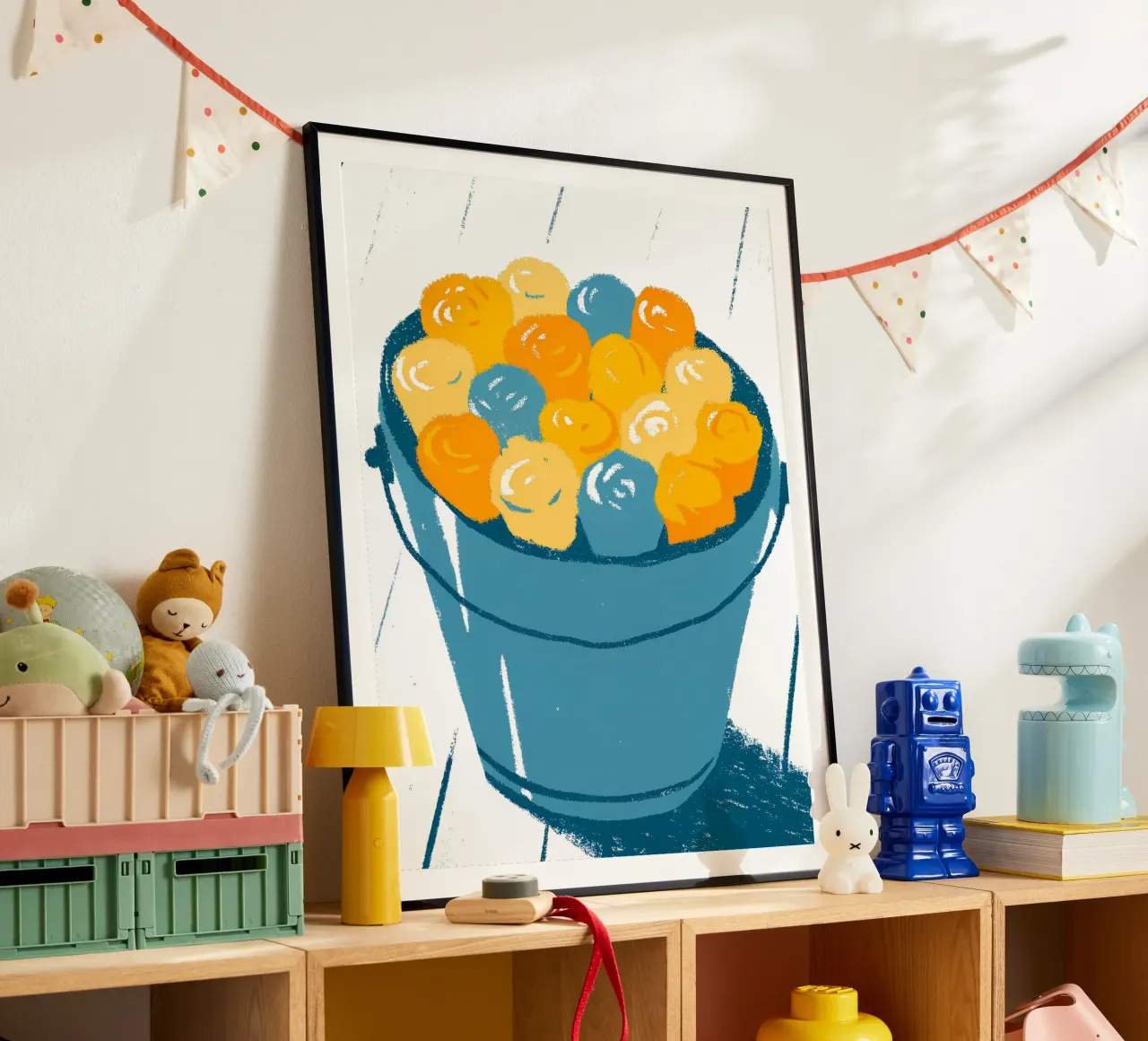 Fiori in un secchio poster con telaio in alluminio da PREKETEWE