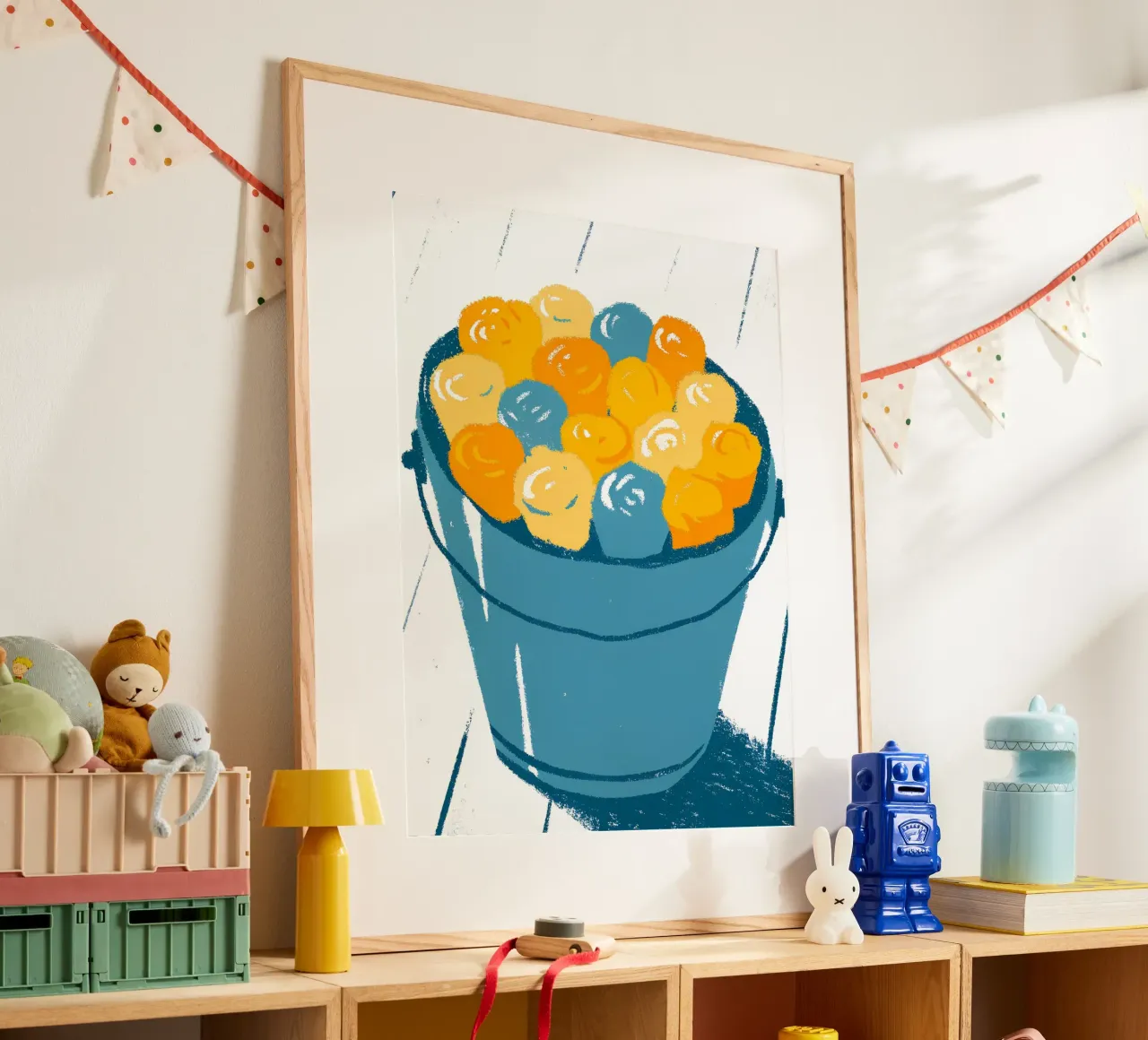 Fiori in un secchio poster con telaio in alluminio da PREKETEWE