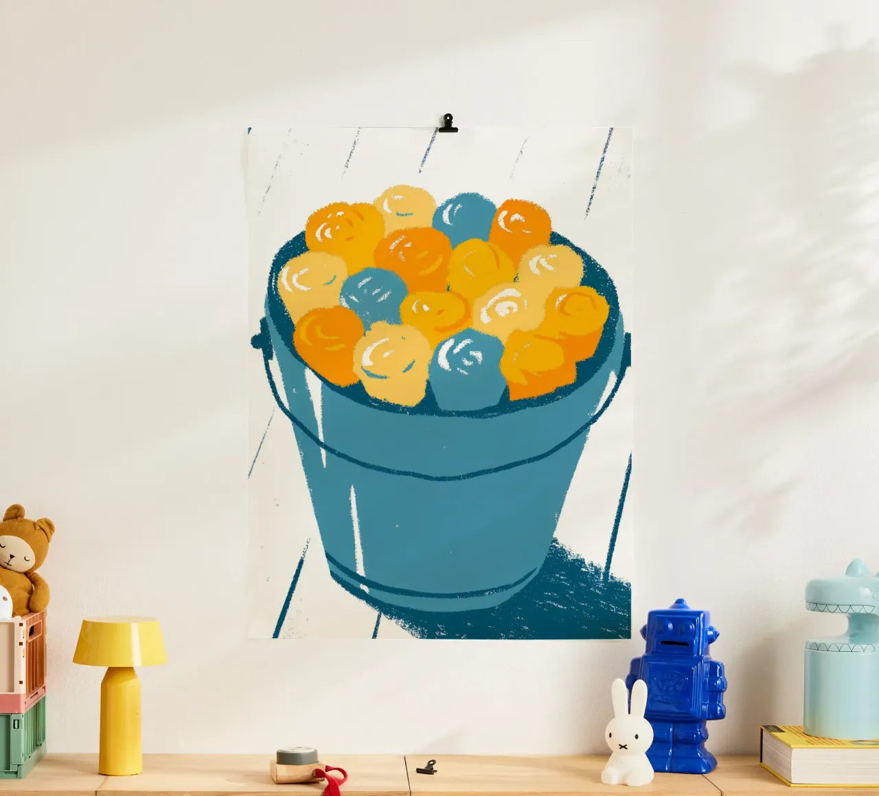 Fiori in un secchio poster con telaio in alluminio da PREKETEWE