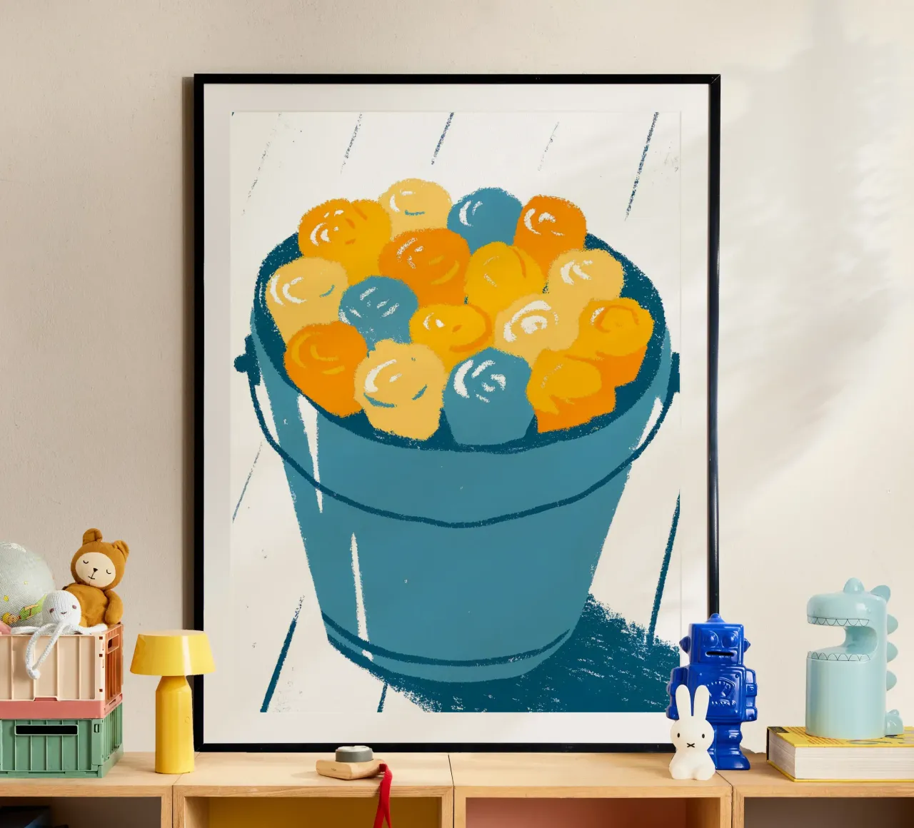 Fiori in un secchio poster con telaio in alluminio da PREKETEWE