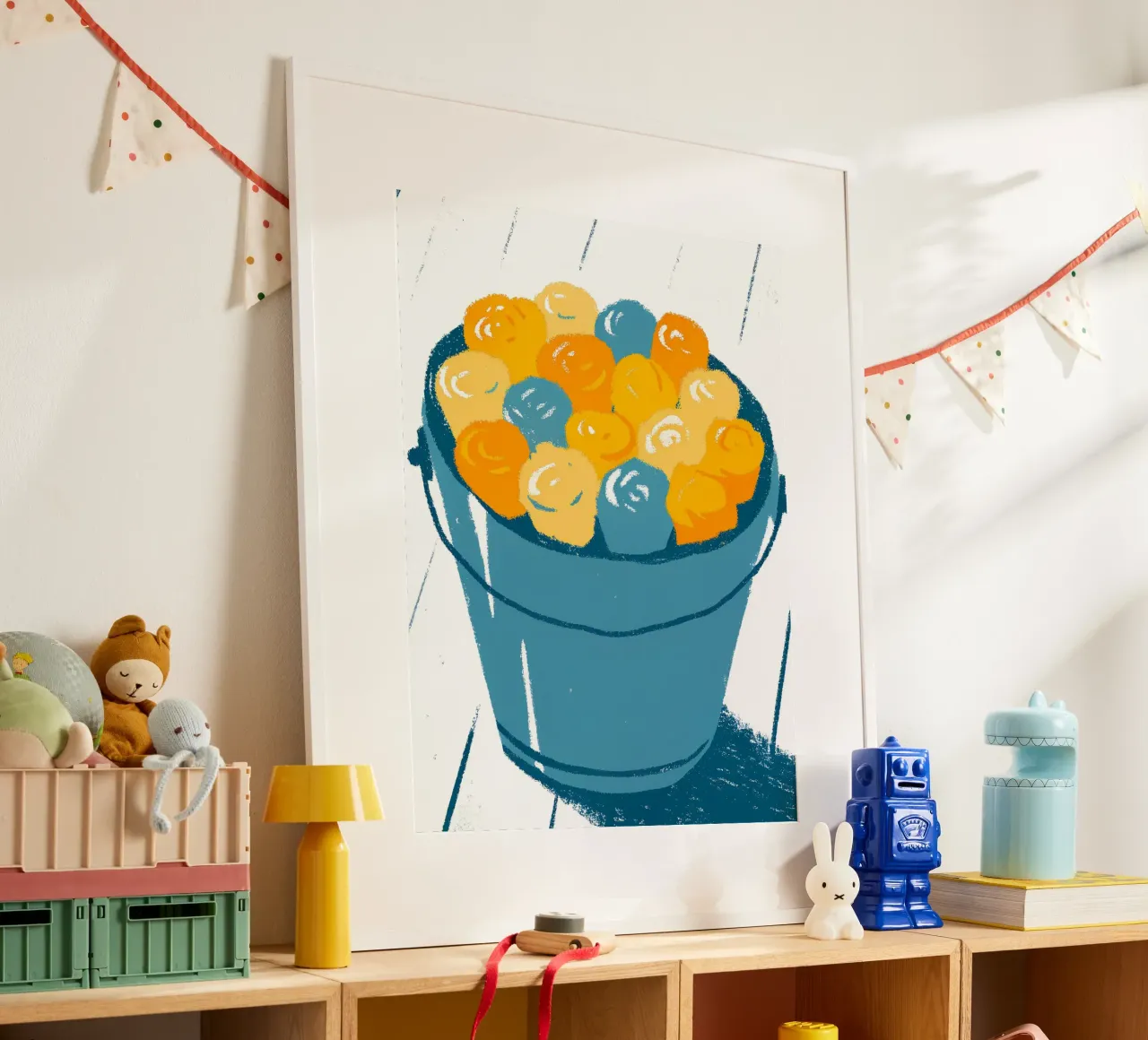 Fiori in un secchio poster con telaio in alluminio da PREKETEWE