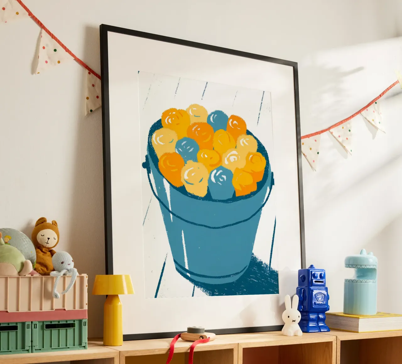 Fiori in un secchio poster con telaio in alluminio da PREKETEWE