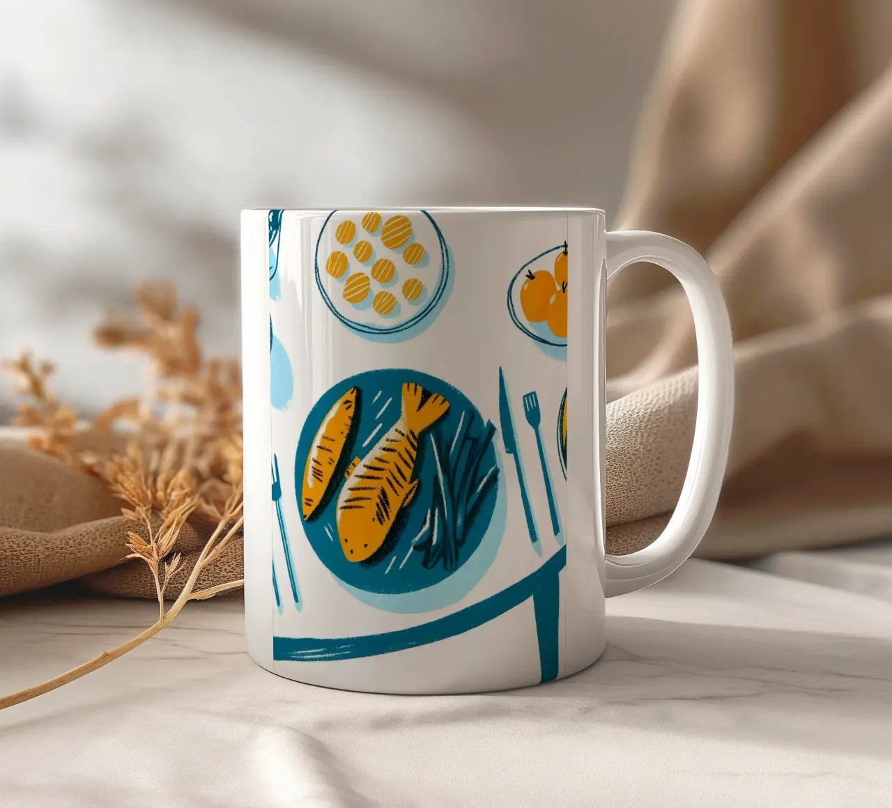 Cibo per pesci nel piatto tazza in ceramica da PREKETEWE
