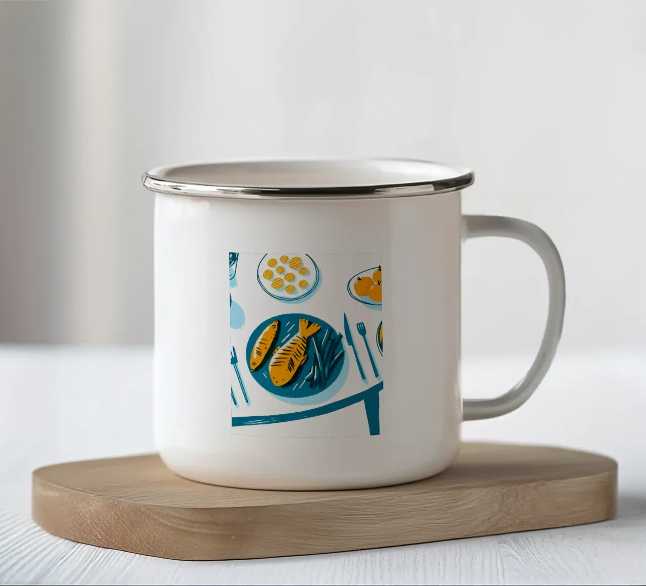 Cibo per pesci nel piatto tazza in smalto da PREKETEWE