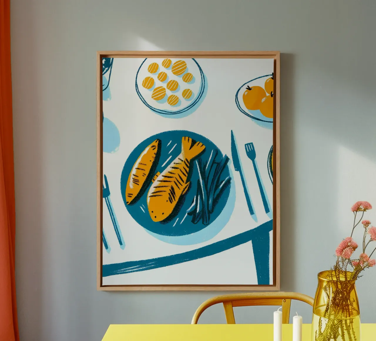 Visvoer op het bord canvas met Baklijst van PREKETEWE