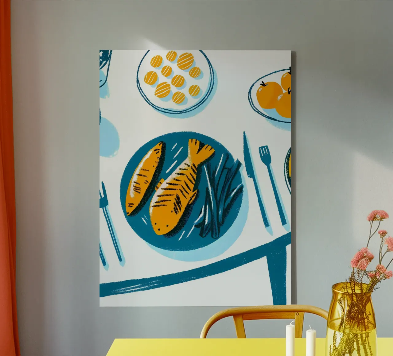 Visvoer op het bord canvas met Baklijst van PREKETEWE