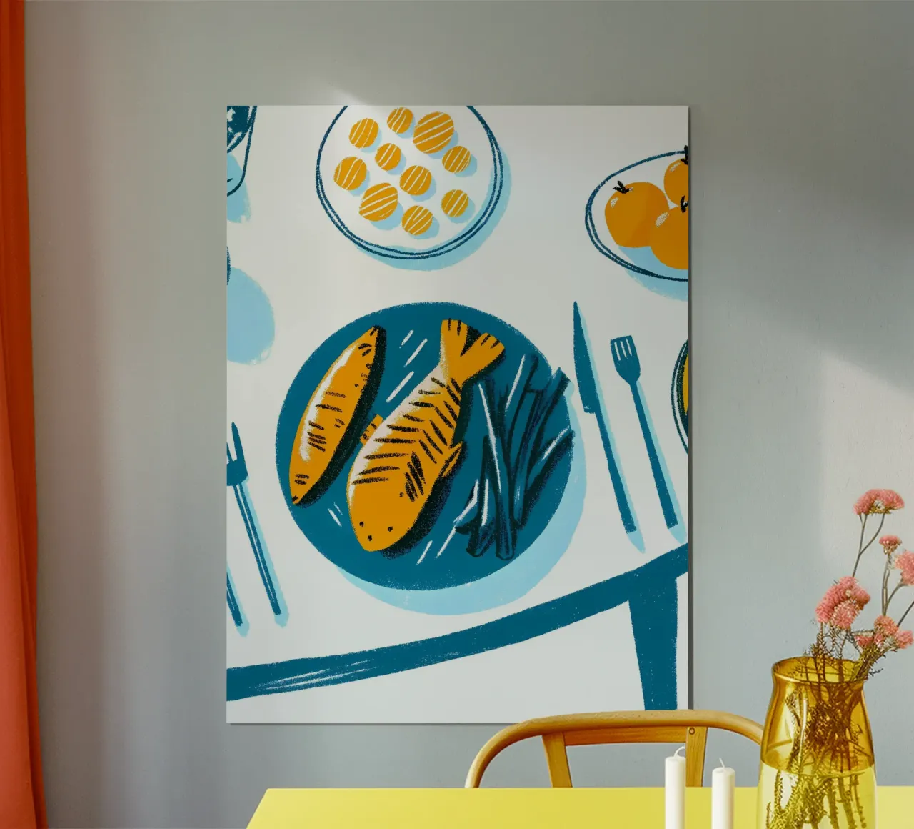 Cibo per pesci nel piatto poster da PREKETEWE