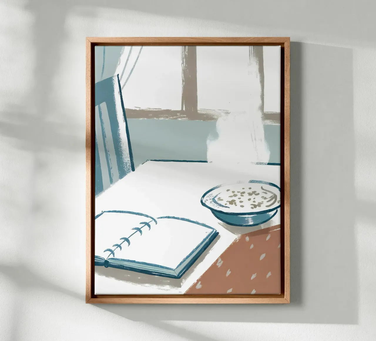Breakfast at the Table canvas with Floater frame by PREKETEWE