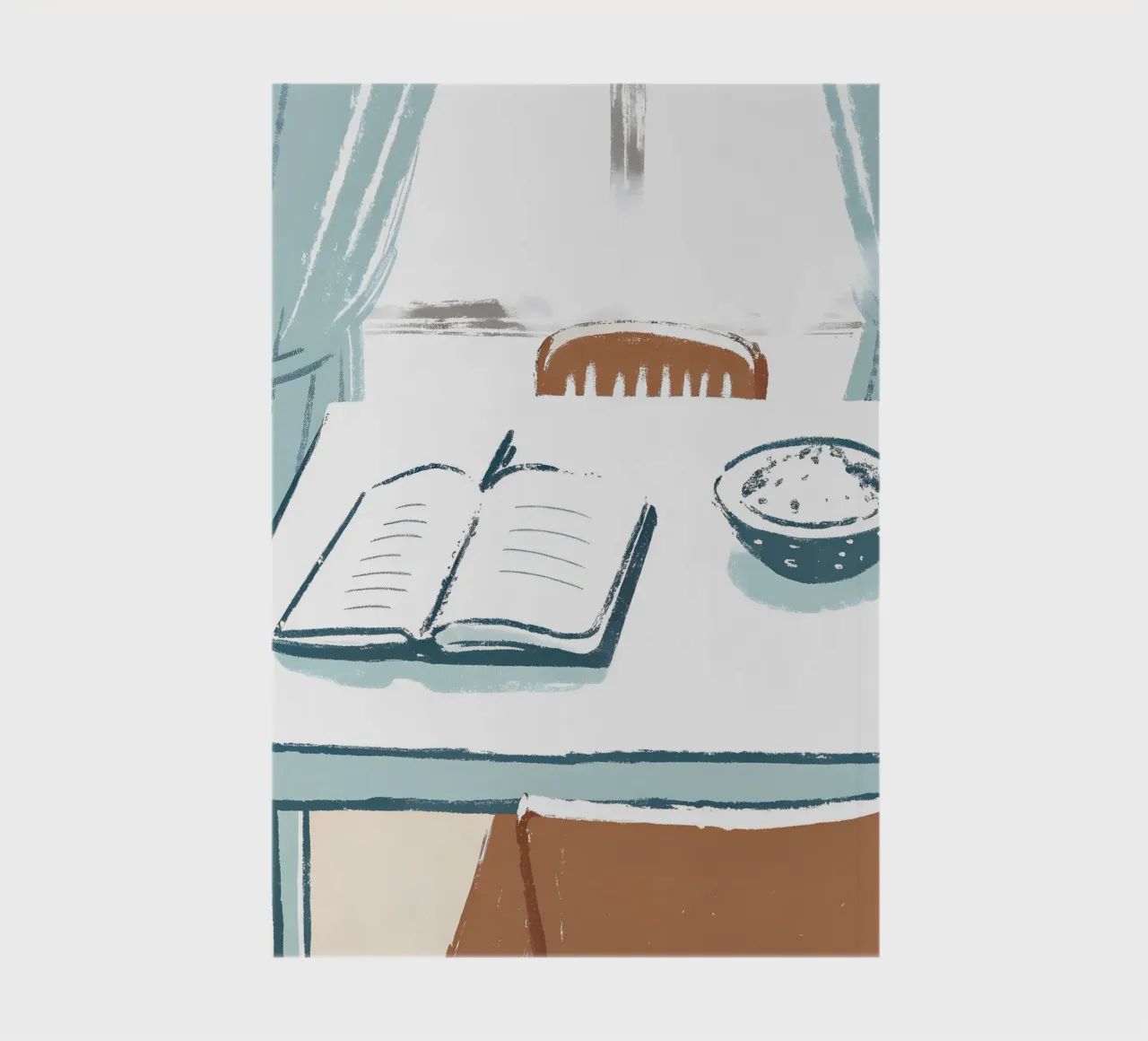 Breakfast and Book on the Table notebook by PREKETEWE
