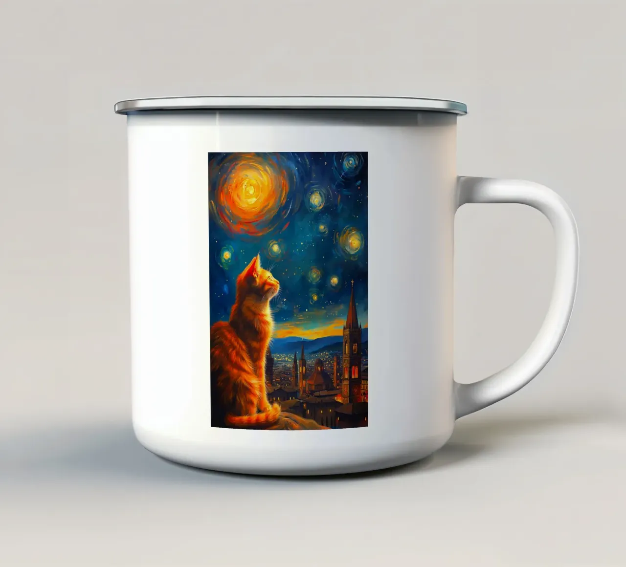 Gatto Firenze Notte Stellata tazza in smalto da Fleur de Lys