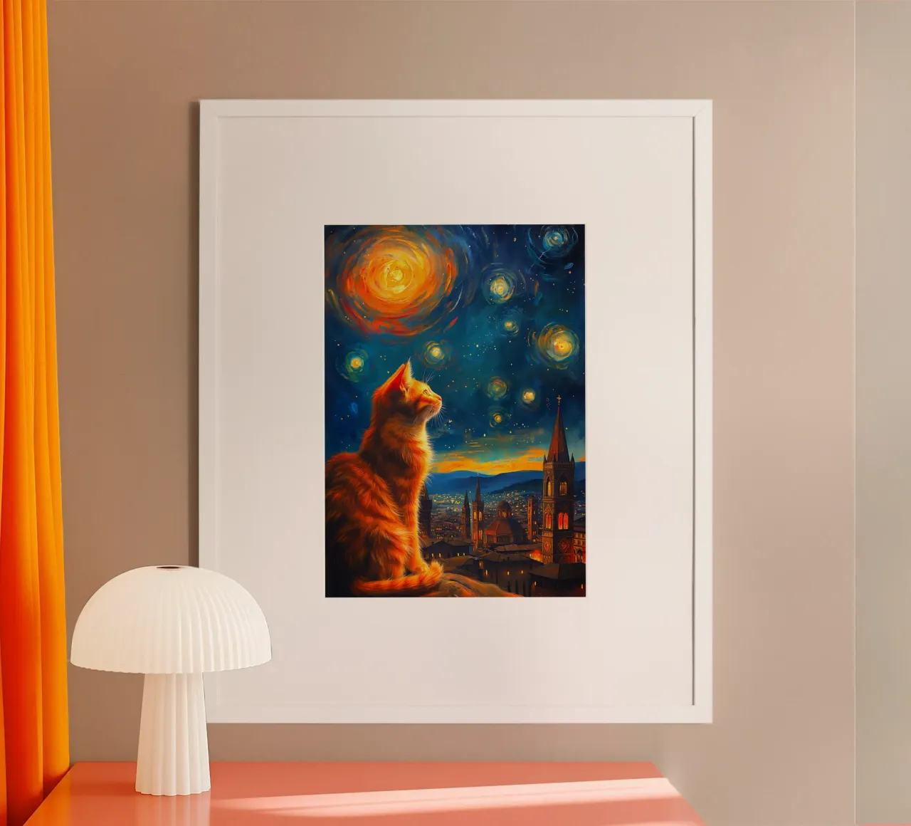 Gatto Firenze Notte Stellata poster da Fleur de Lys