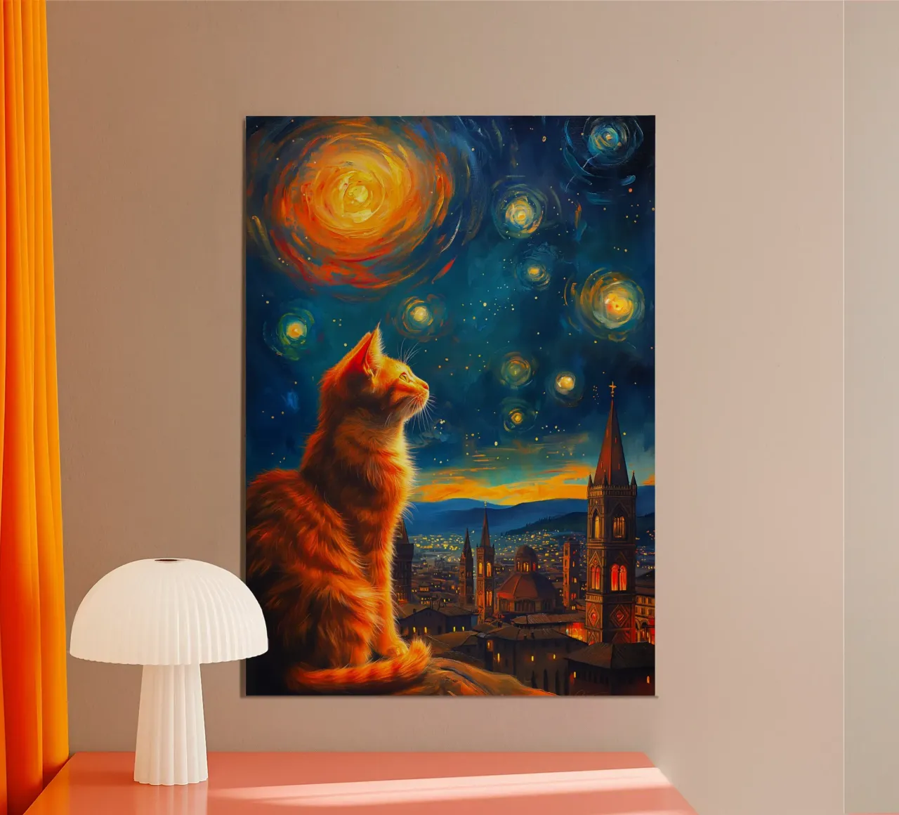 Gatto Firenze Notte Stellata poster da Fleur de Lys