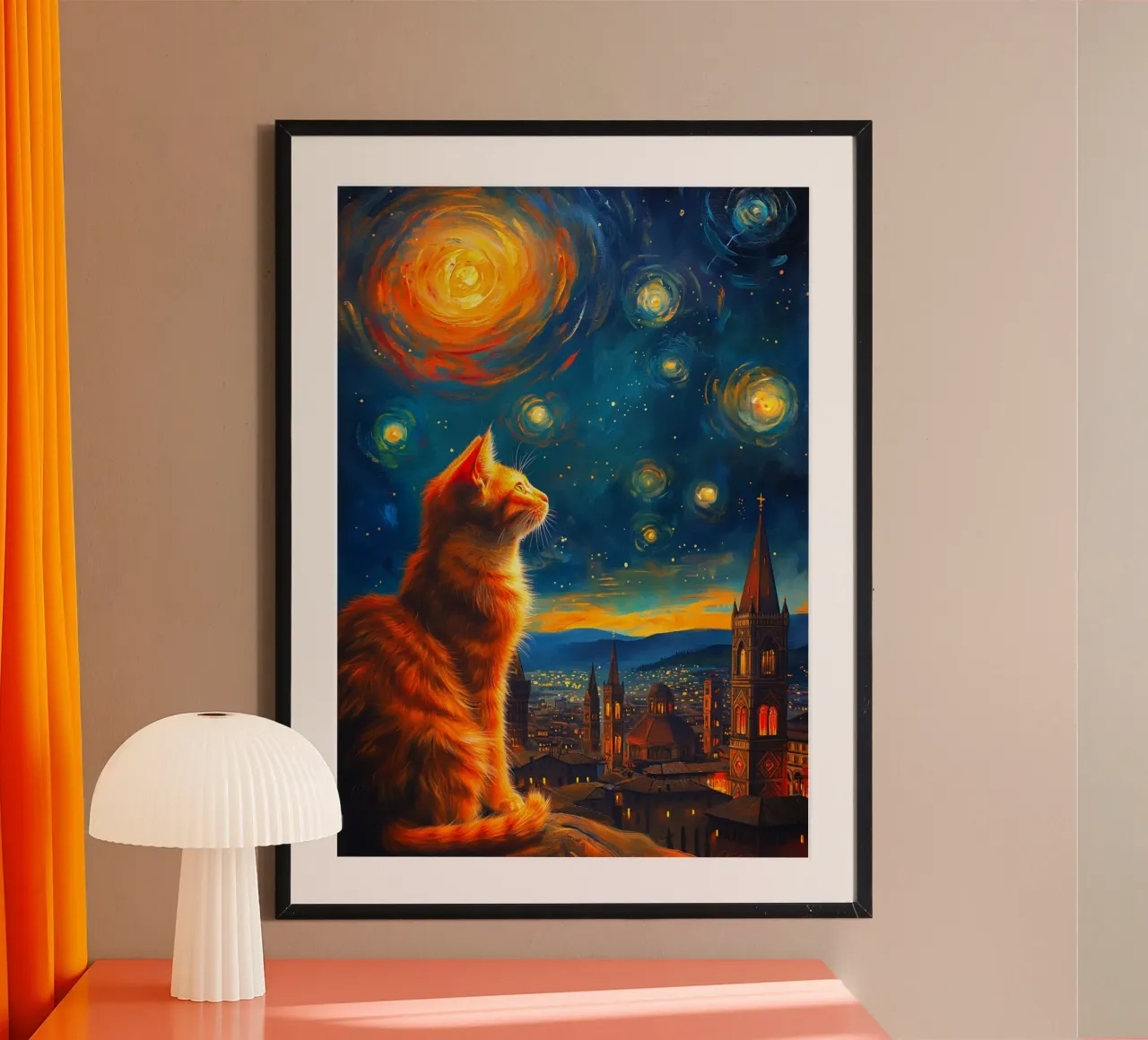 Gatto Firenze Notte Stellata poster da Fleur de Lys