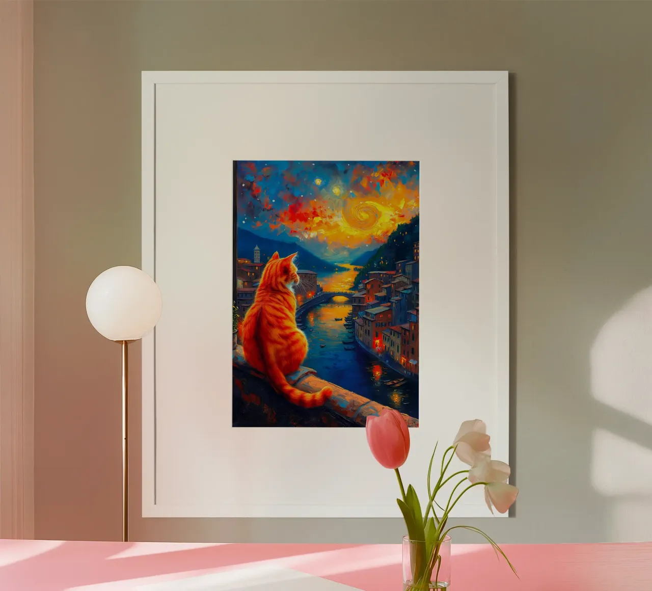 Gatto Notte Stellata poster da Fleur de Lys