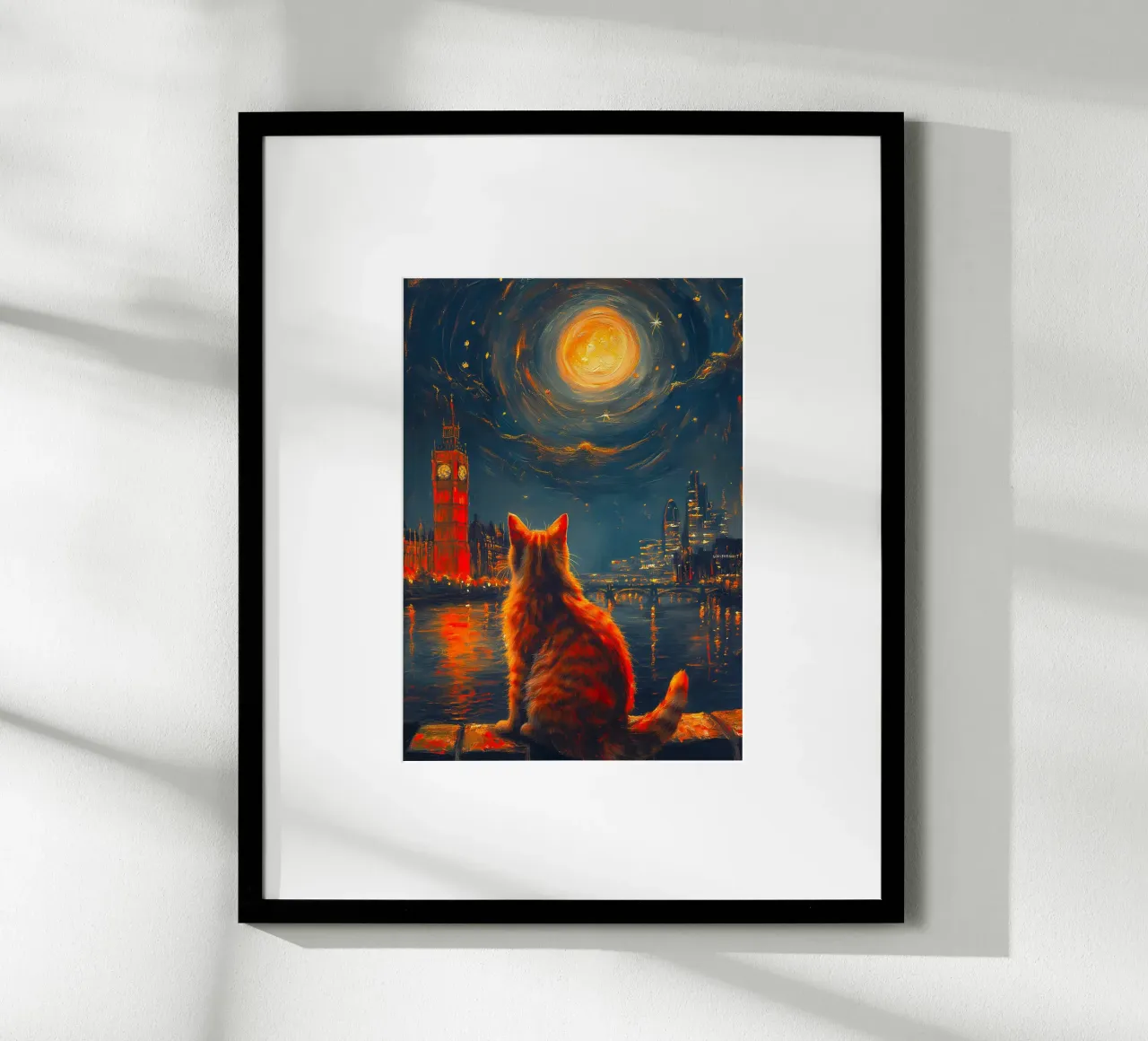 Gatto della notte stellata di Londra poster da Fleur de Lys