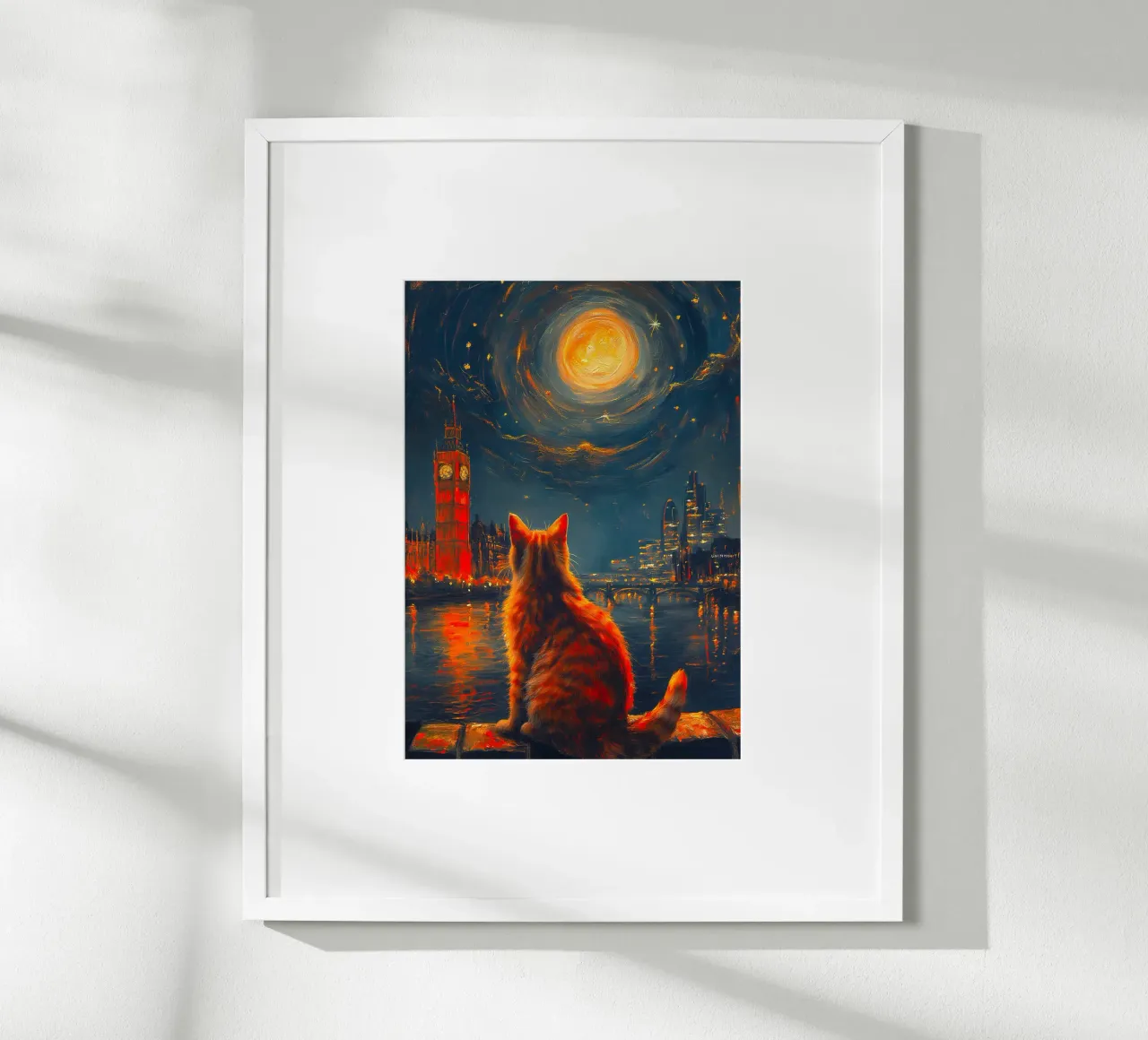 Gatto della notte stellata di Londra poster da Fleur de Lys
