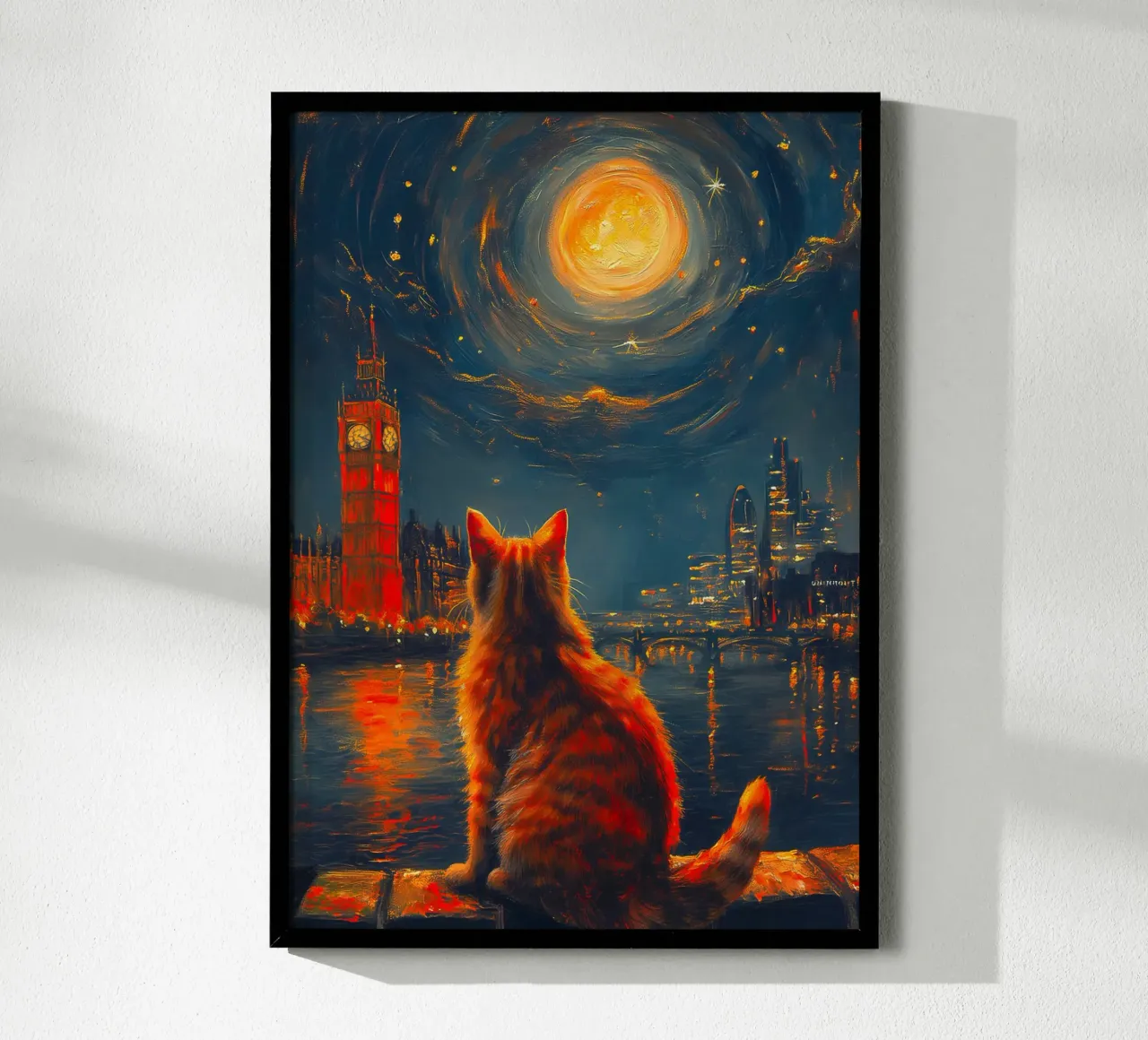 Gatto della notte stellata di Londra poster da Fleur de Lys