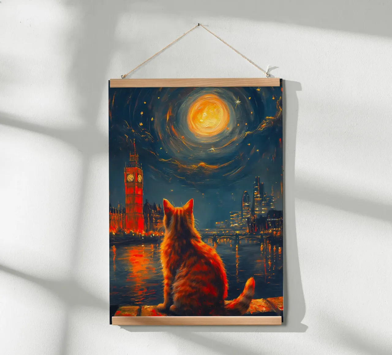 Gatto della notte stellata di Londra poster da Fleur de Lys