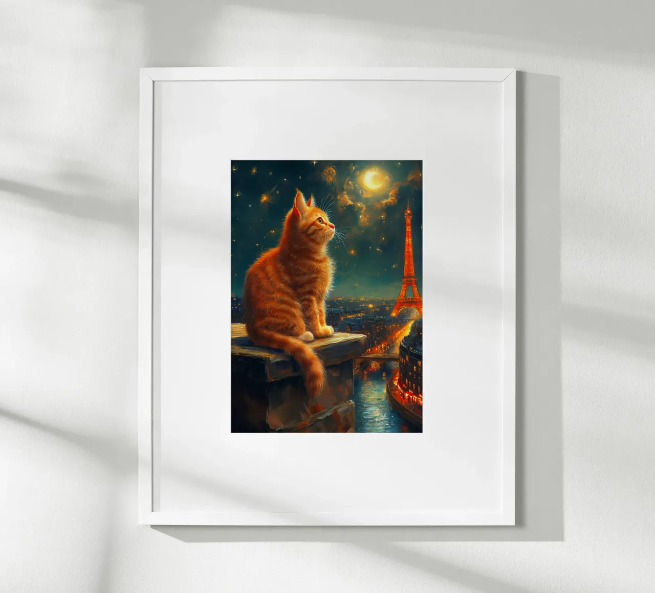 Gatto parigino Notte stellata poster da Fleur de Lys
