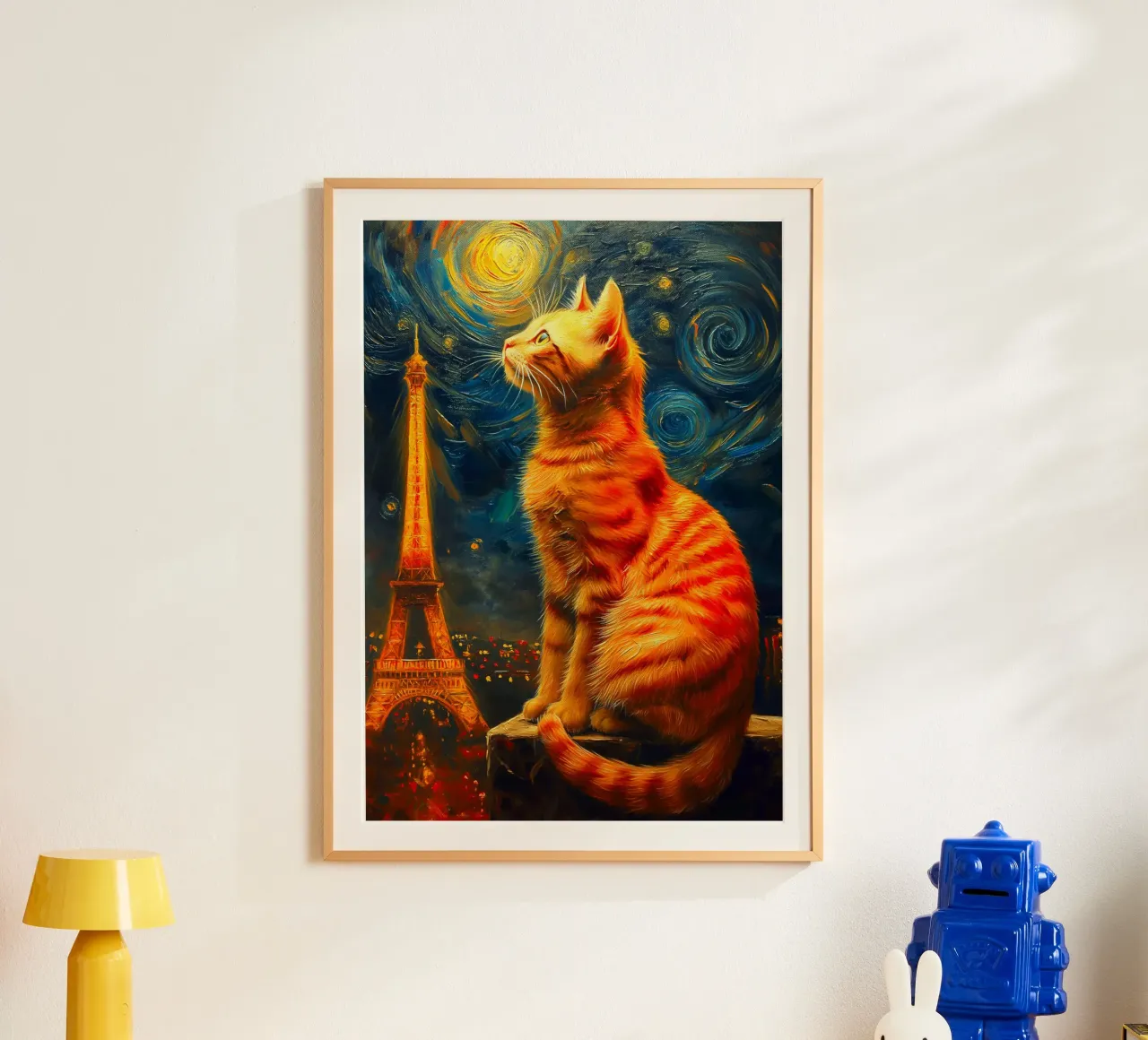 Gatto parigino Notte stellata poster da Fleur de Lys