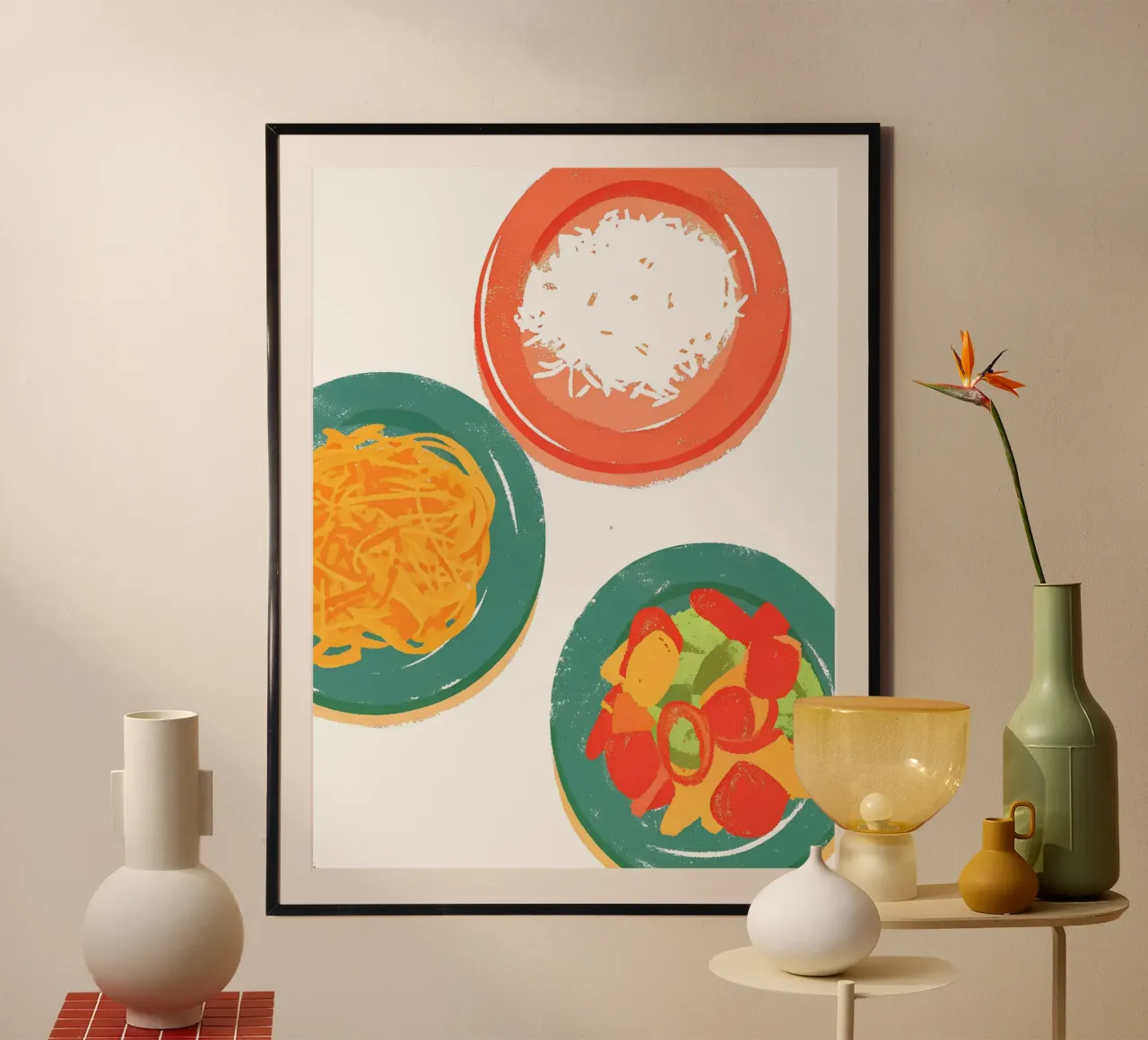 Tre piatti di cibo poster con telaio in alluminio da PREKETEWE