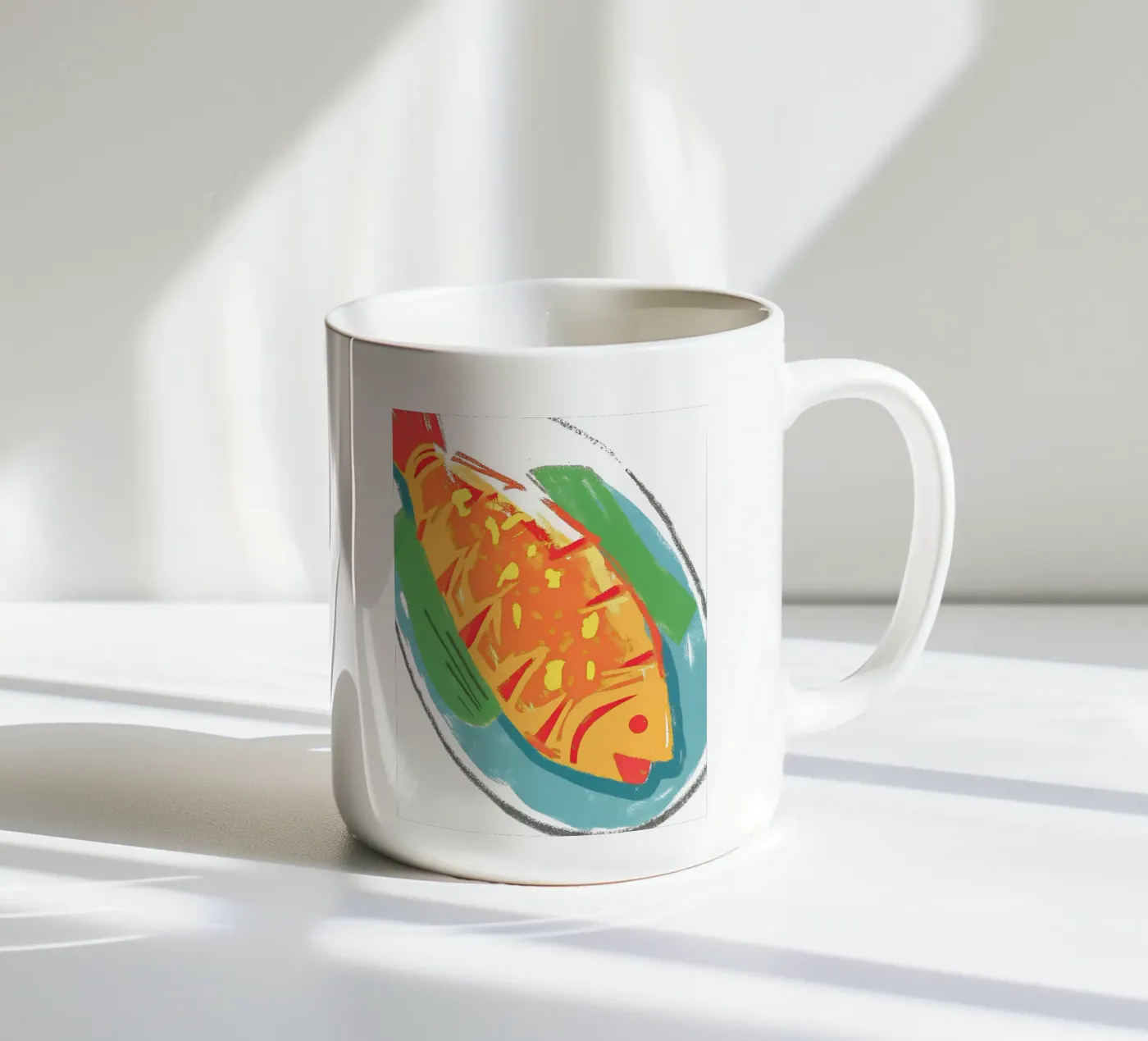 Fish Breakfast ceramic mug by PREKETEWE