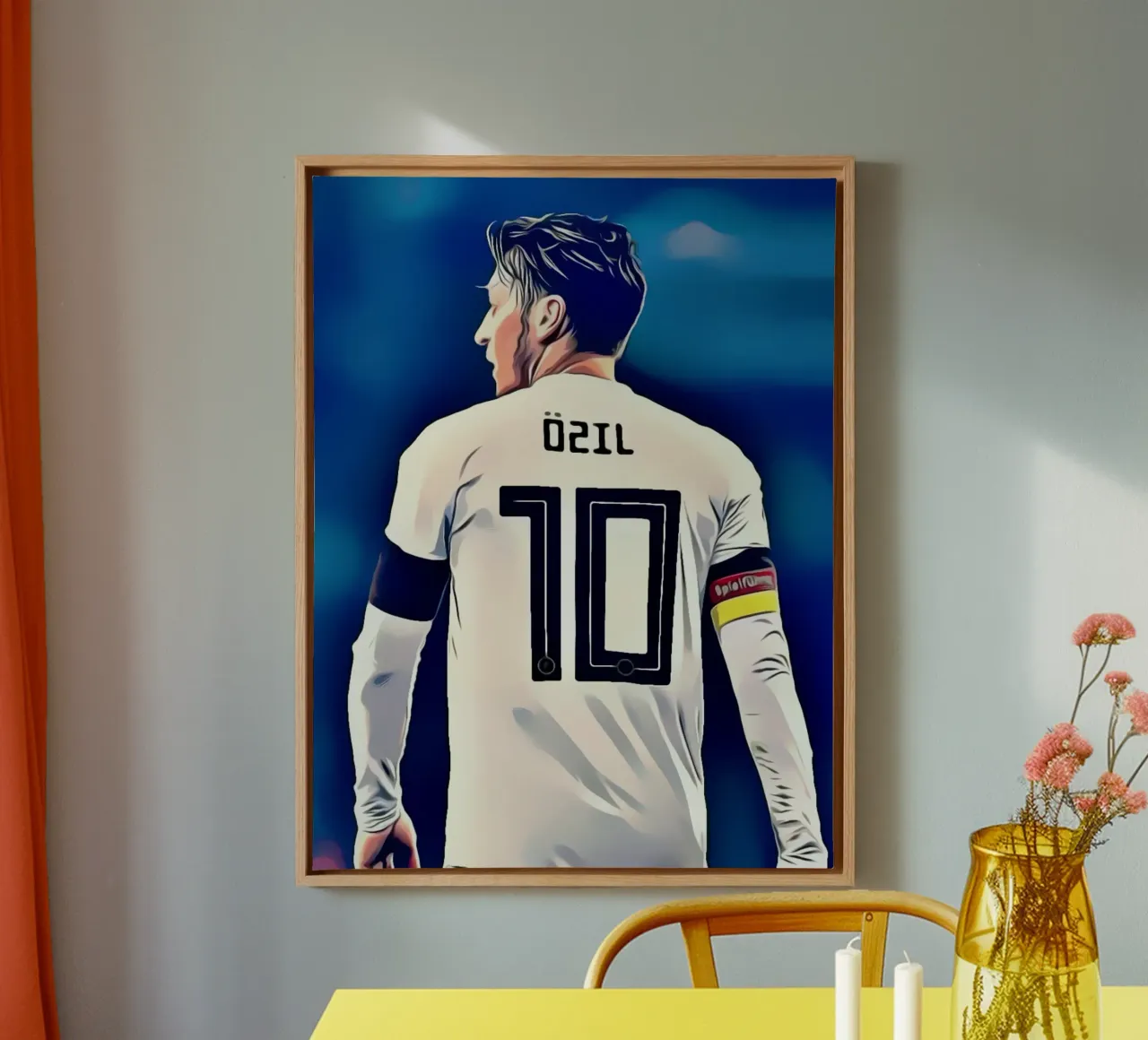 Mesut Ozil - Football Player with Number 10 Jersey canvas with Floater frame by dark eagle