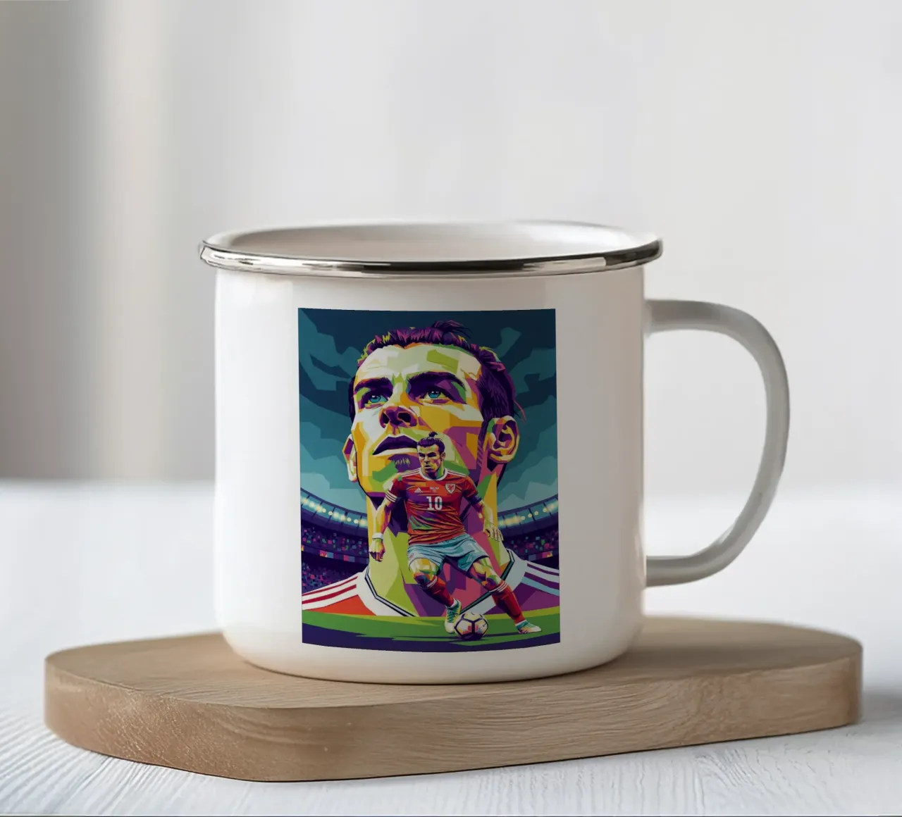 Ritratto pop art di Gareth Bale #1 tazza in smalto da Hantamrata