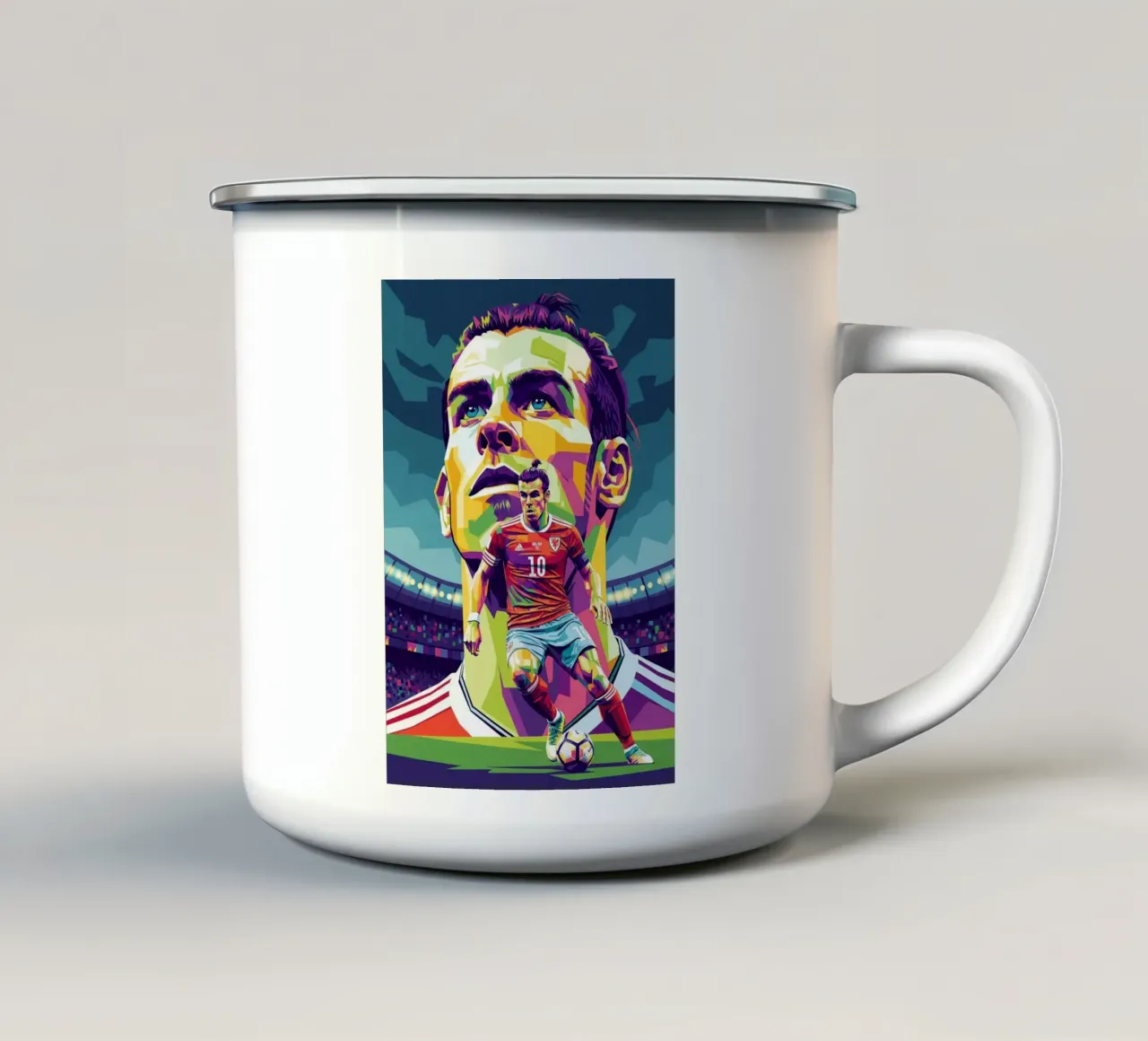 Ritratto pop art di Gareth Bale #1 tazza in smalto da Hantamrata