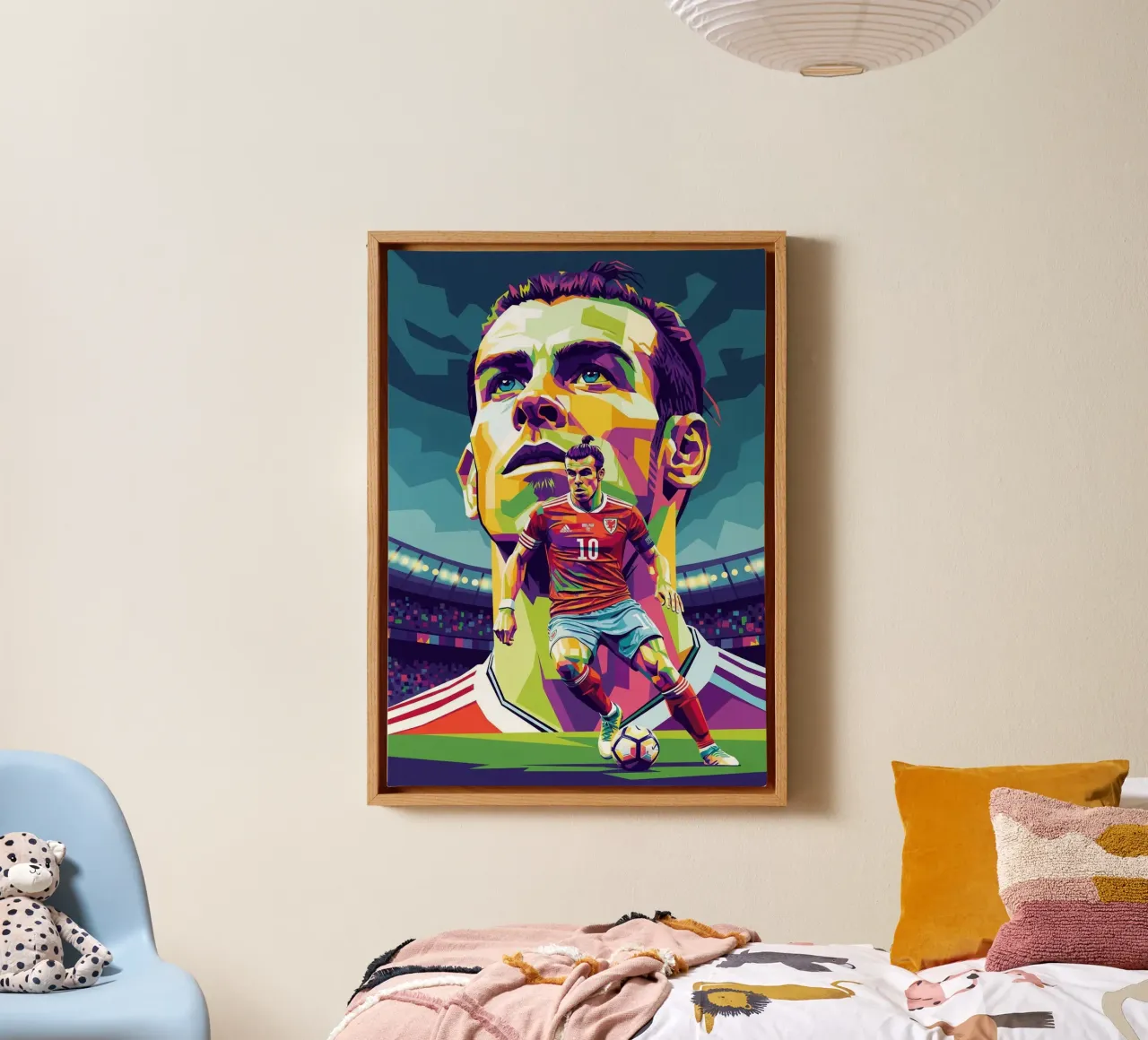 Gareth Bale pop art portrait #1 canvas with Floater frame by Hantamrata