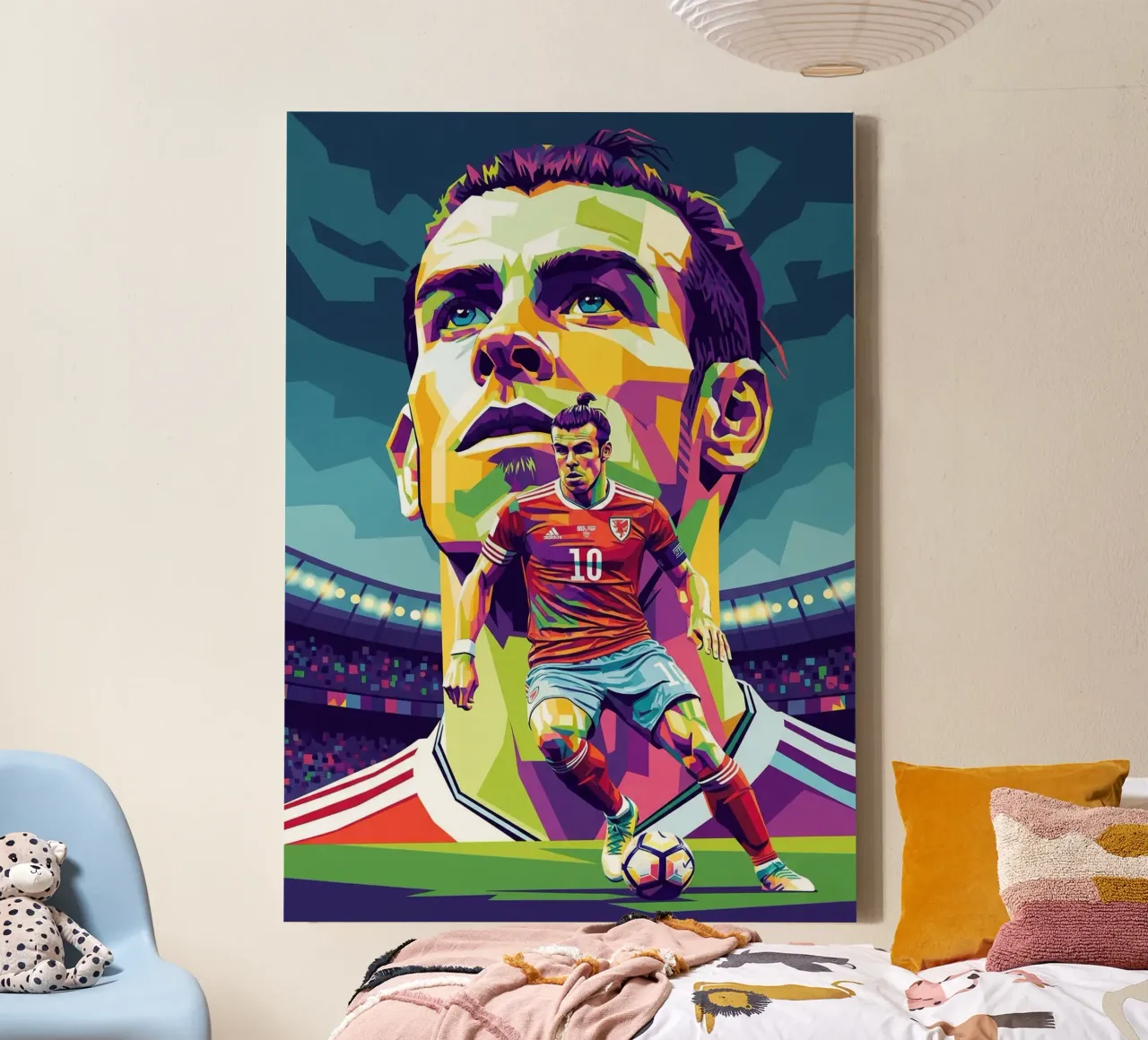 Gareth Bale pop art portrait #1 canvas with Floater frame by Hantamrata