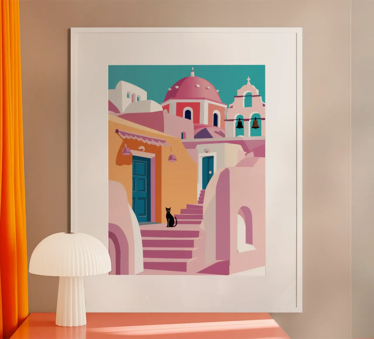 Egeo Rosa Riposo poster con telaio in alluminio da Echo Saber