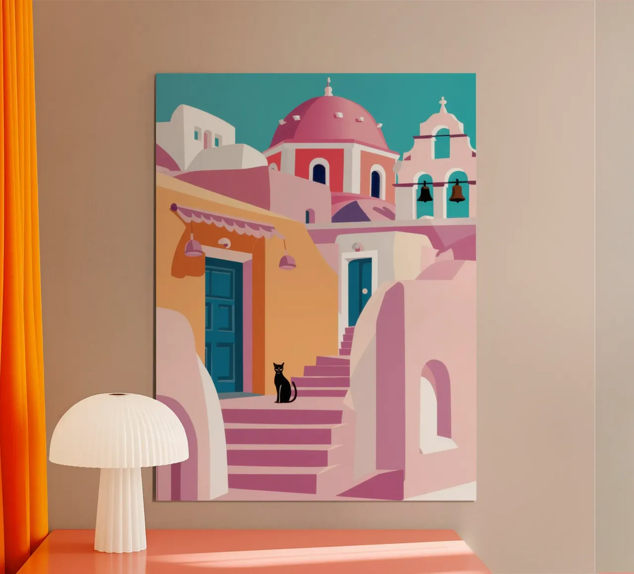 Egeo Rosa Riposo poster con telaio in alluminio da Echo Saber