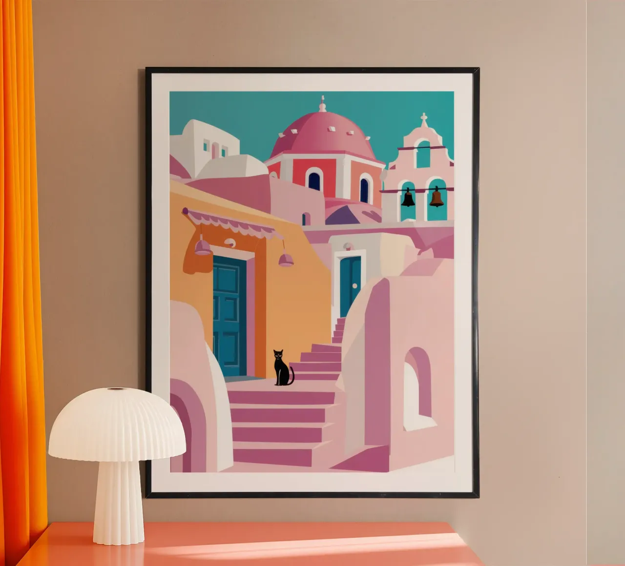 Egeo Rosa Riposo poster con telaio in alluminio da Echo Saber
