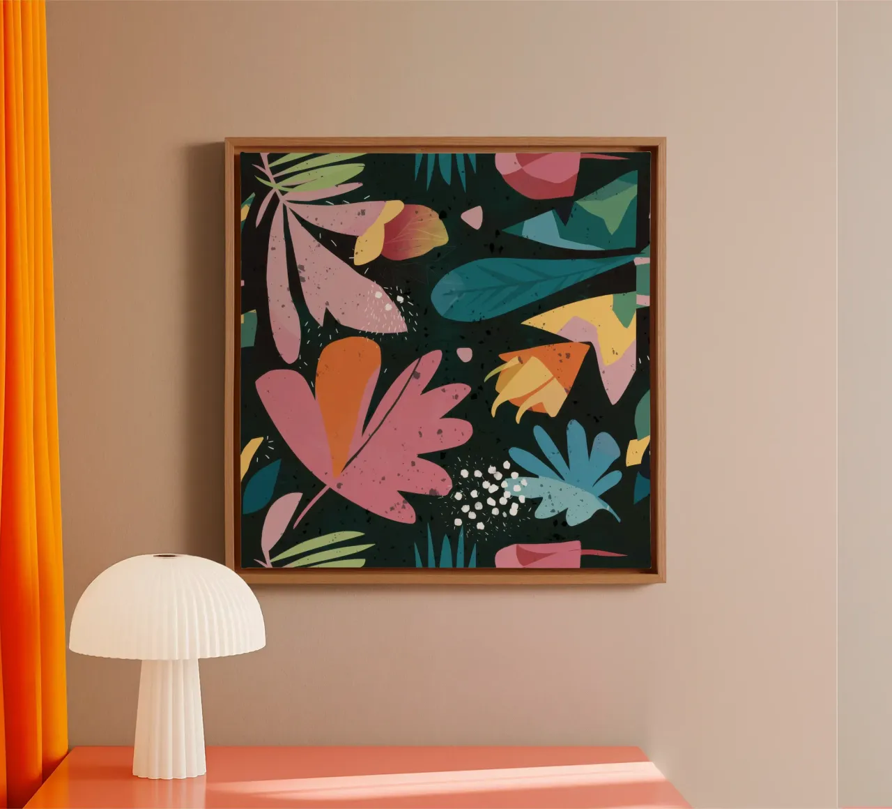Nachtelijke abstracte tuin canvas met Baklijst van Heaven Craft