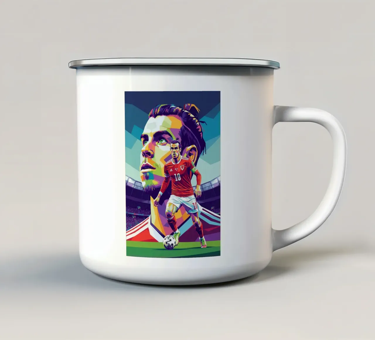 Ritratto pop art di Gareth Bale #2 tazza in smalto da Hantamrata