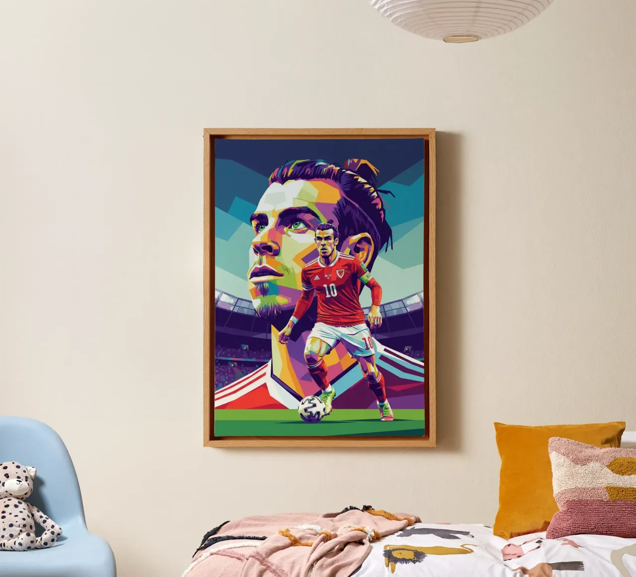 Gareth Bale pop art portrait #2 canvas with Floater frame by Hantamrata