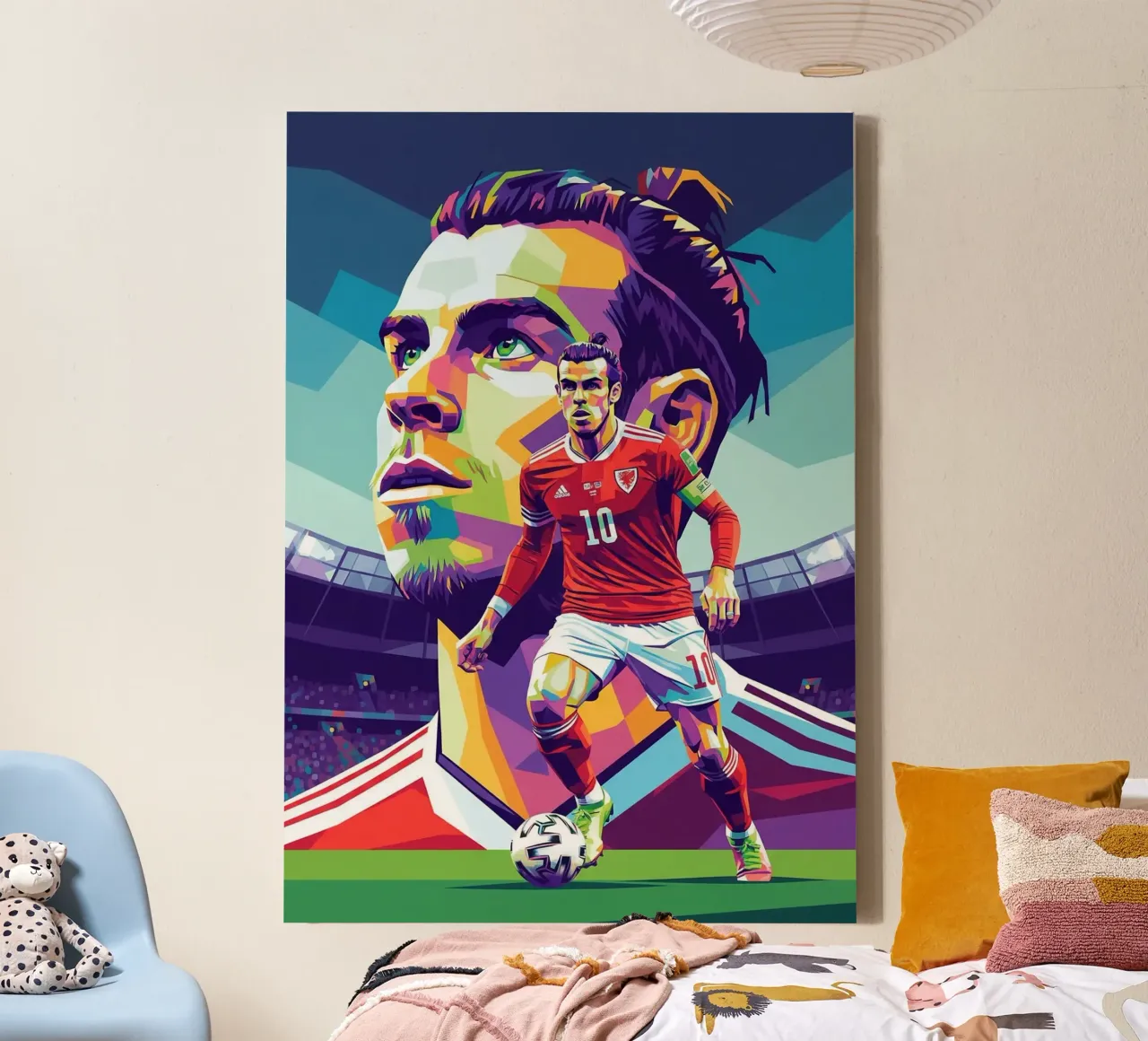 Gareth Bale pop art portrait #2 canvas with Floater frame by Hantamrata