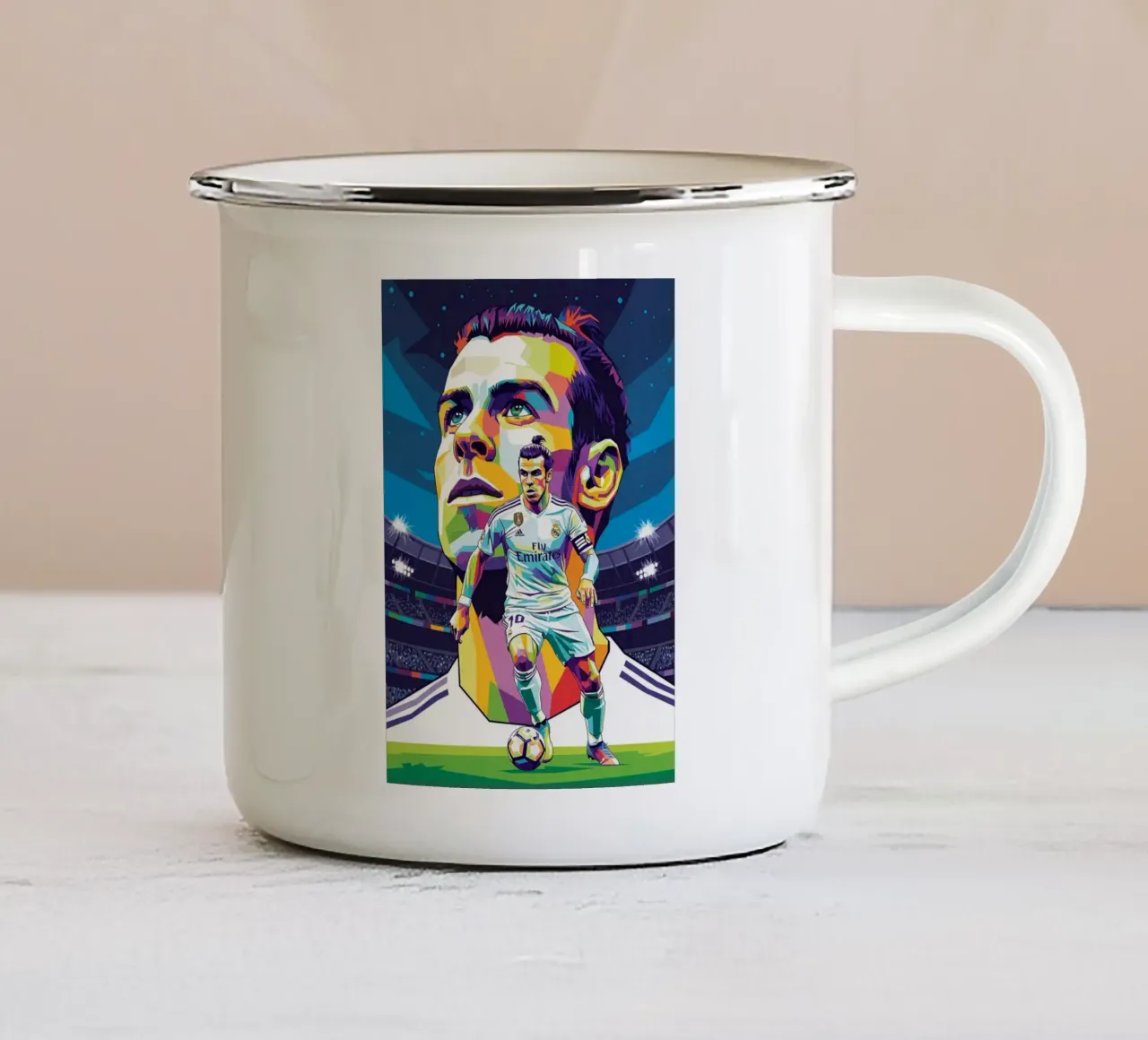Ritratto pop art di Gareth Bale #3 tazza in smalto da Hantamrata