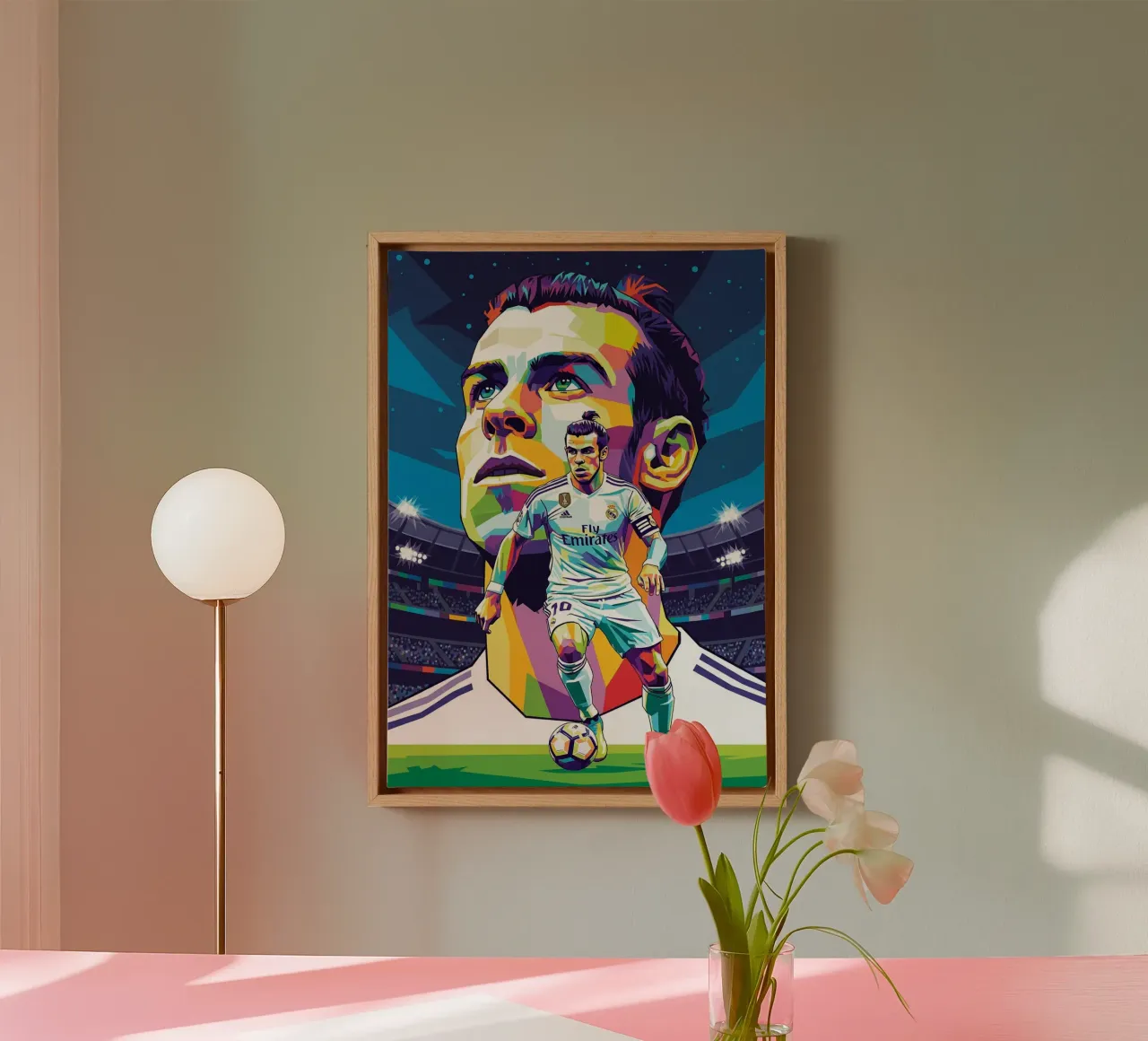 Gareth Bale pop art portrait #3 canvas with Floater frame by Hantamrata