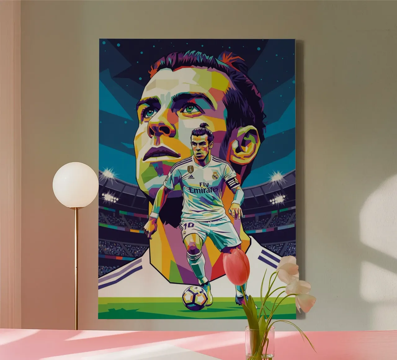 Gareth Bale pop art portrait #3 canvas with Floater frame by Hantamrata