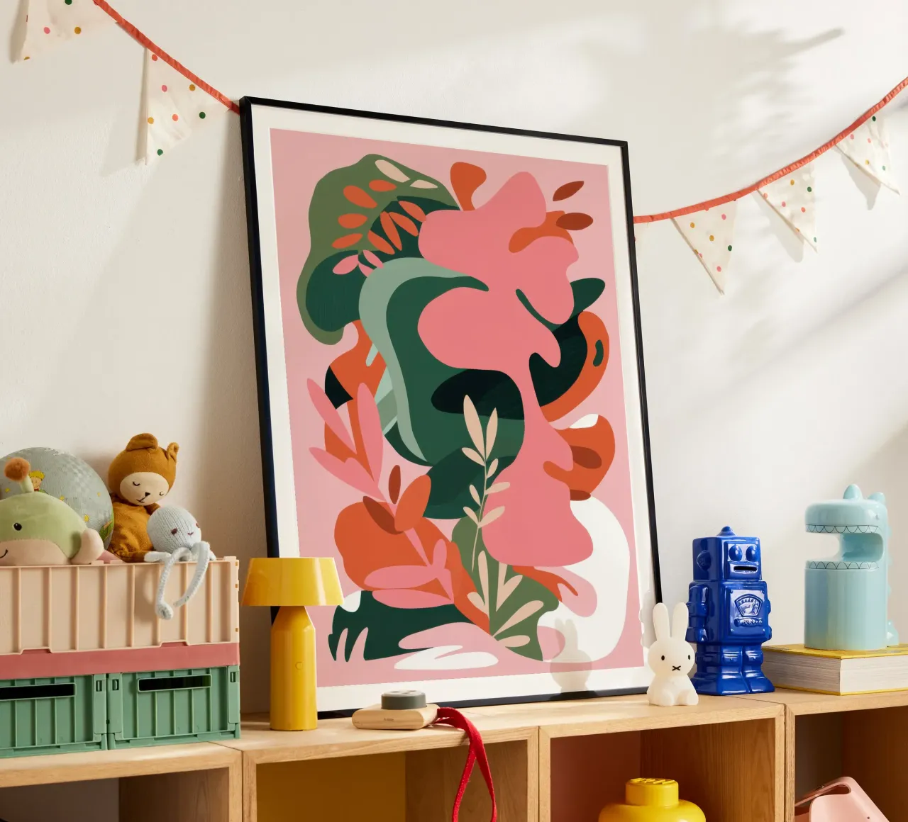 Forme organiche fluenti poster con telaio in alluminio da Wish Studio