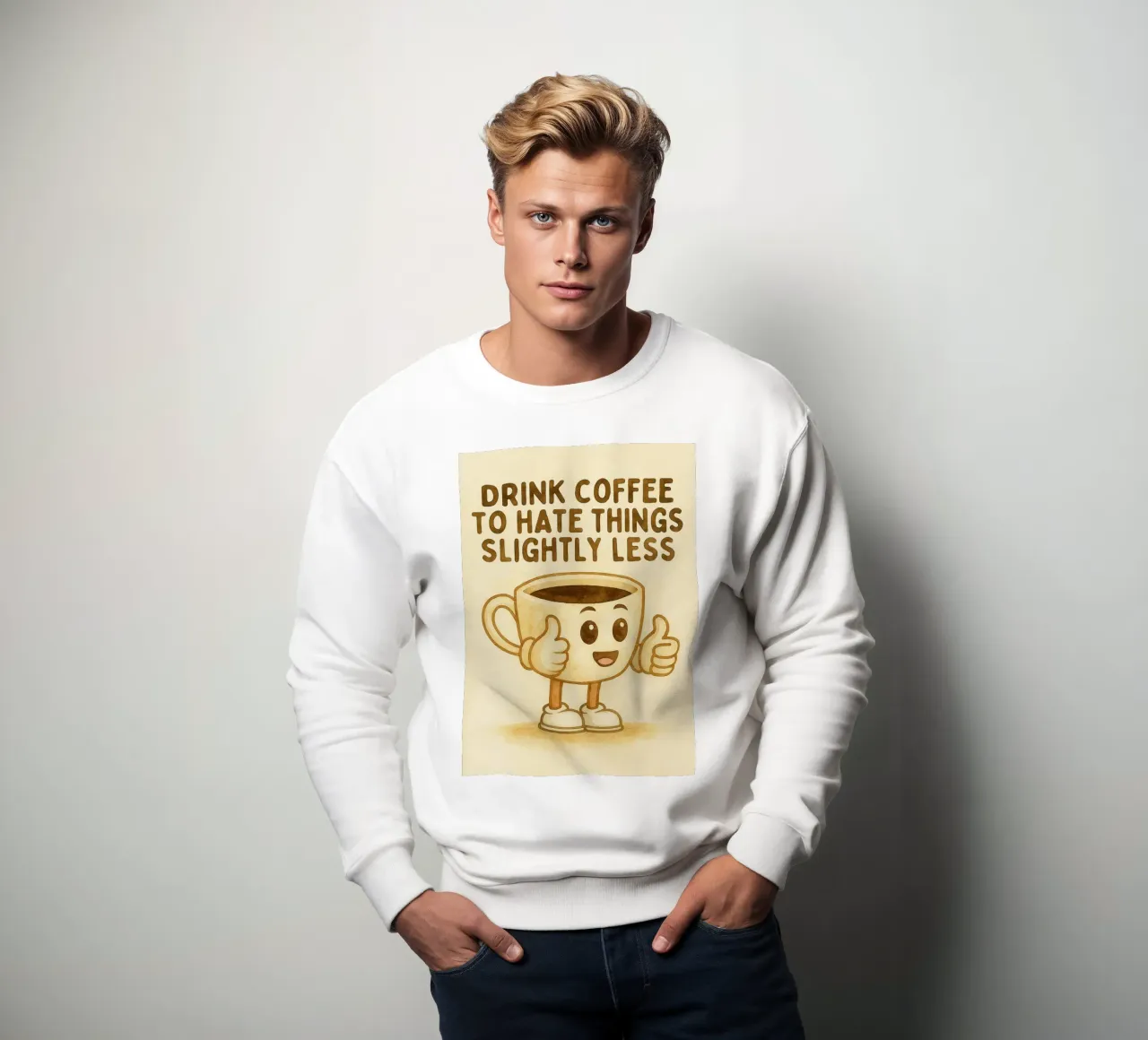 bere caffè per odiare un po' meno le cose felpa da cepeducks