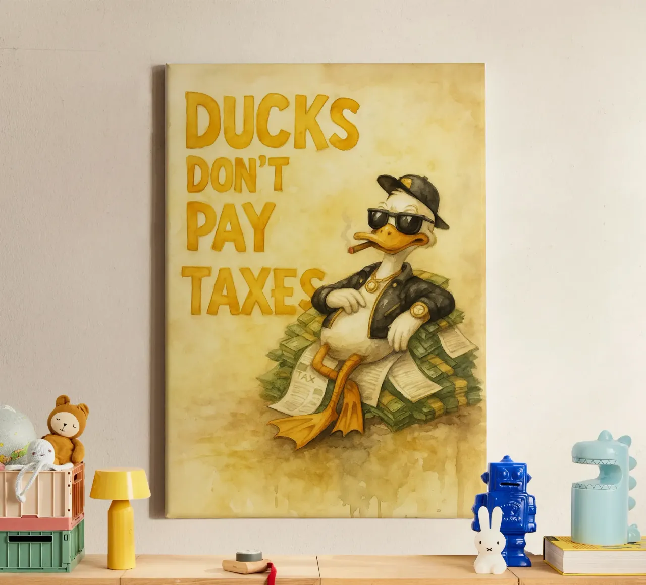 le anatre non pagano le tasse tela con Cornice a cassetta da cepeducks