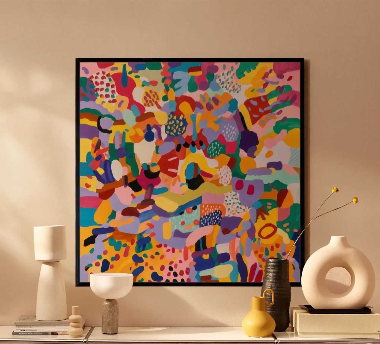 Chromatic Confetti Chaos poster con telaio in plastica da Echo Saber