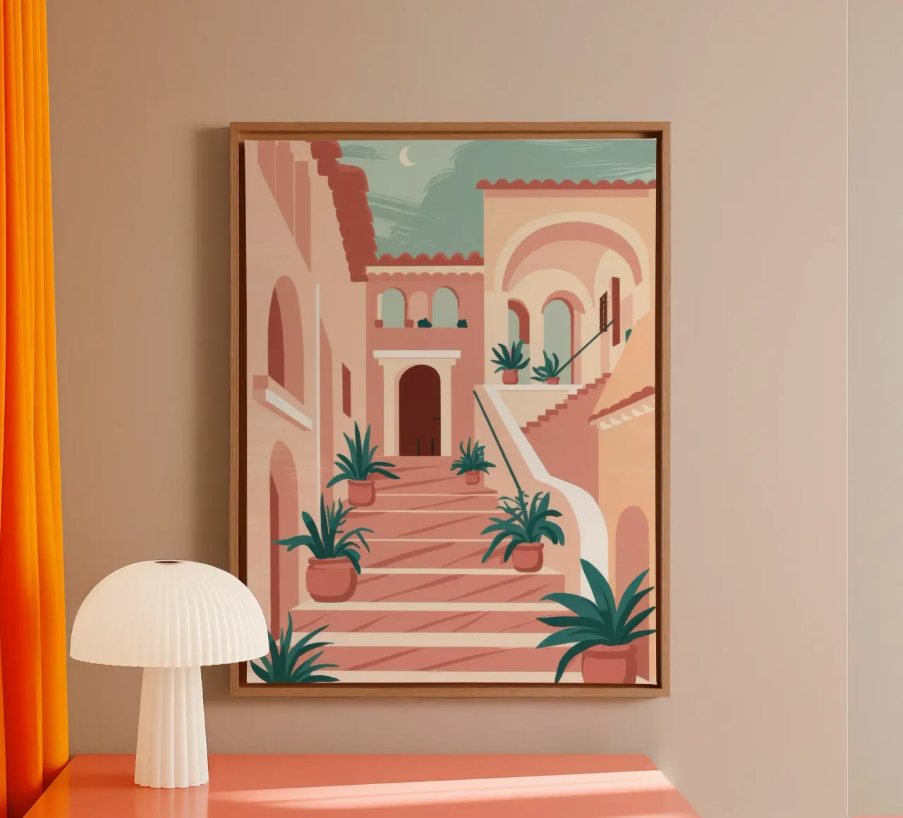 Scala in terracotta Sole tela con Cornice a cassetta da Wish Studio